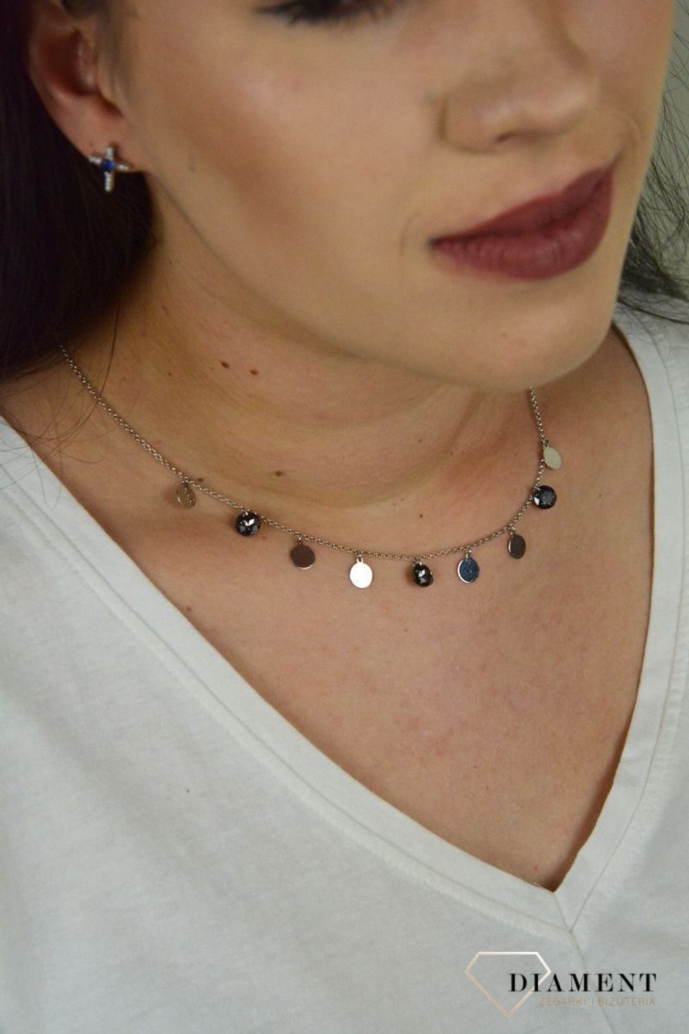 Srebrny naszyjnik wiszące kółeczka DIA-NSZ-SWAROVSKI-925.jpg
