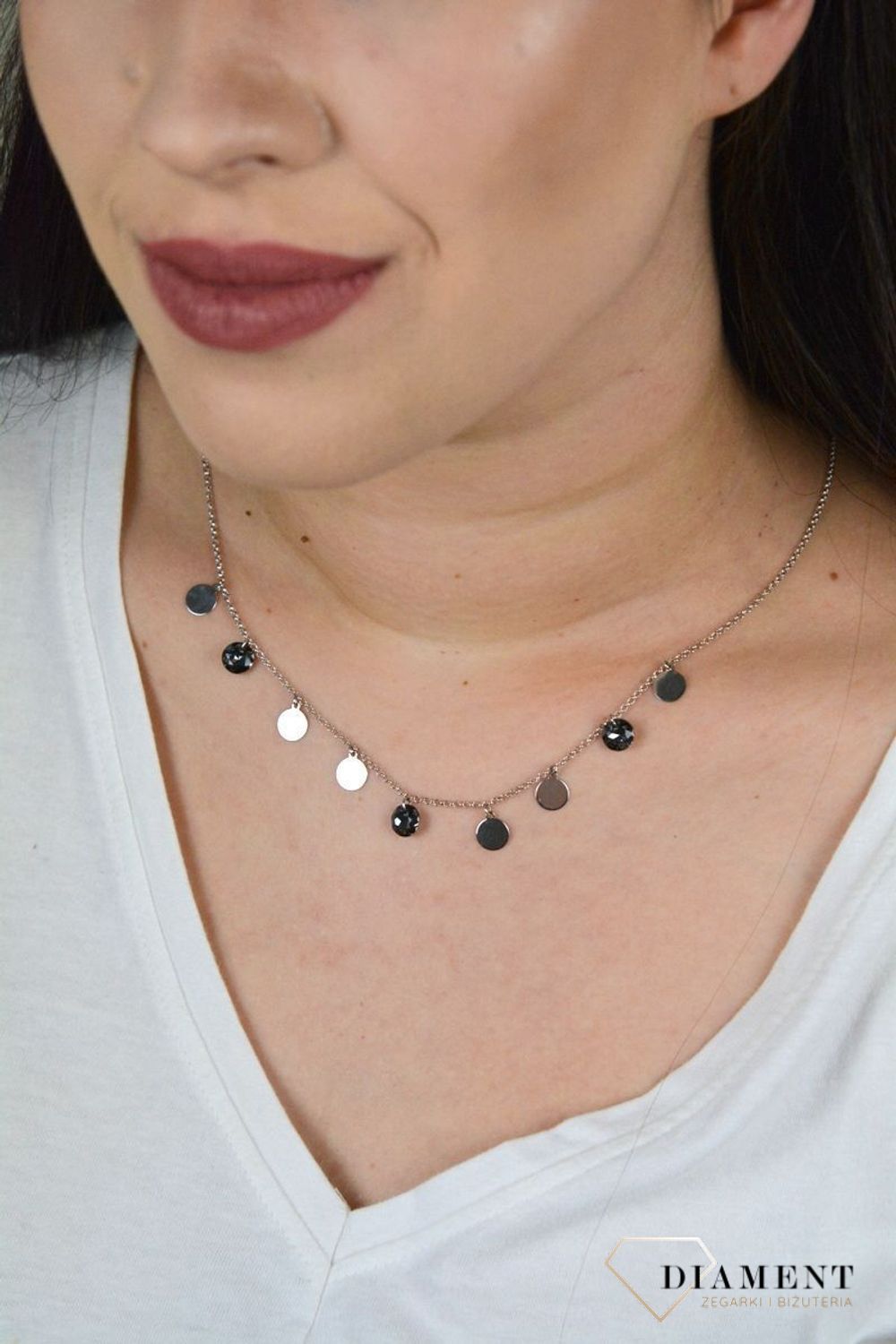 Srebrny naszyjnik wiszące kółeczka DIA-NSZ-SWAROVSKI-925.jpg