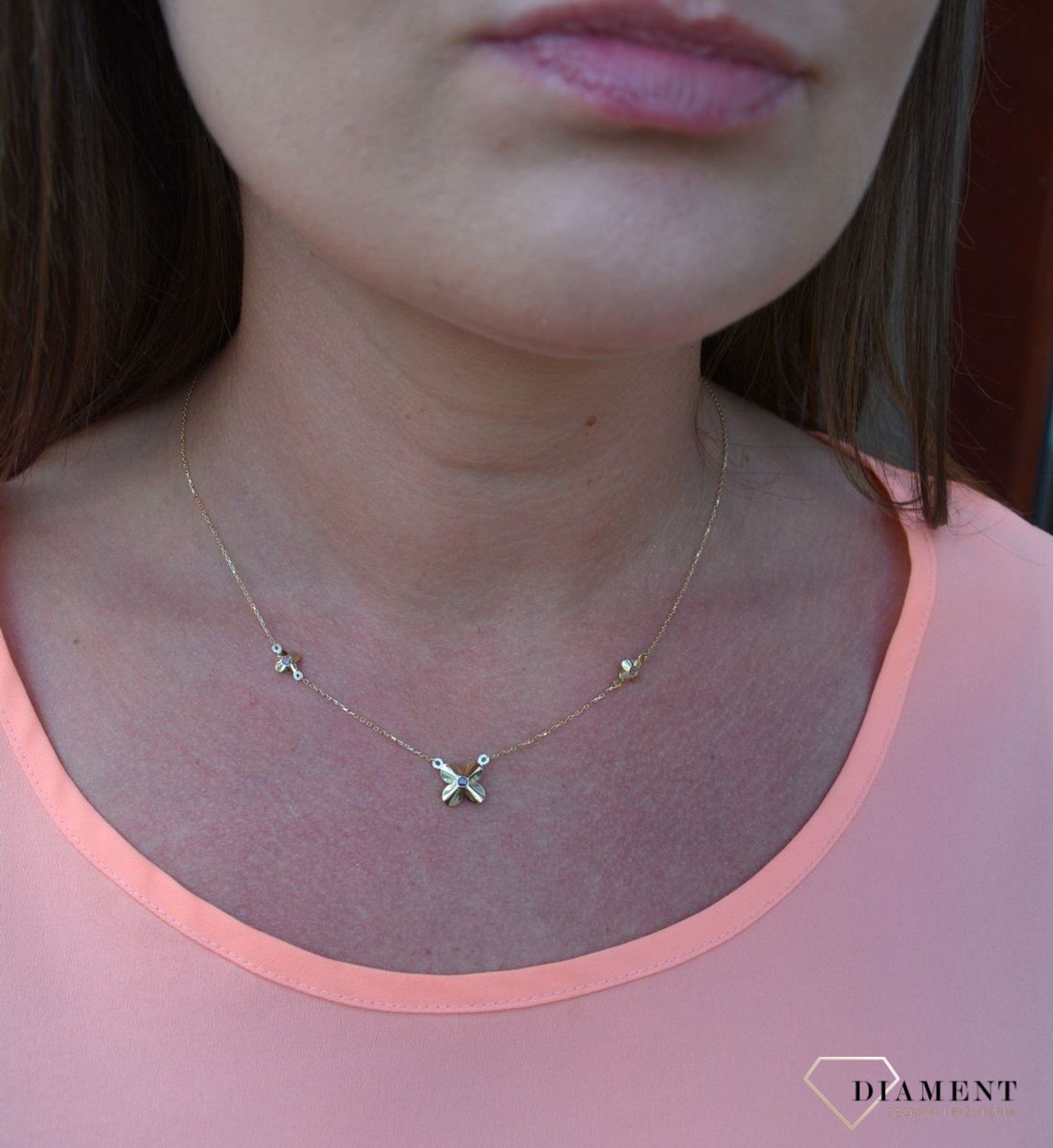 Złoty naszyjnik celebrytka 375 trzy kwiatki DIA-NSZ-T42-E-8-LZ-CZ-T42-N-8-LZ.jpg