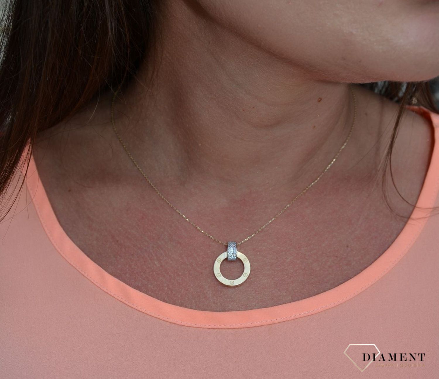 Złoty naszyjnik celebrytka 375 kółko z cyrkonią DIA-NSZ-T5-NE-0219-176-CZ-375.jpg