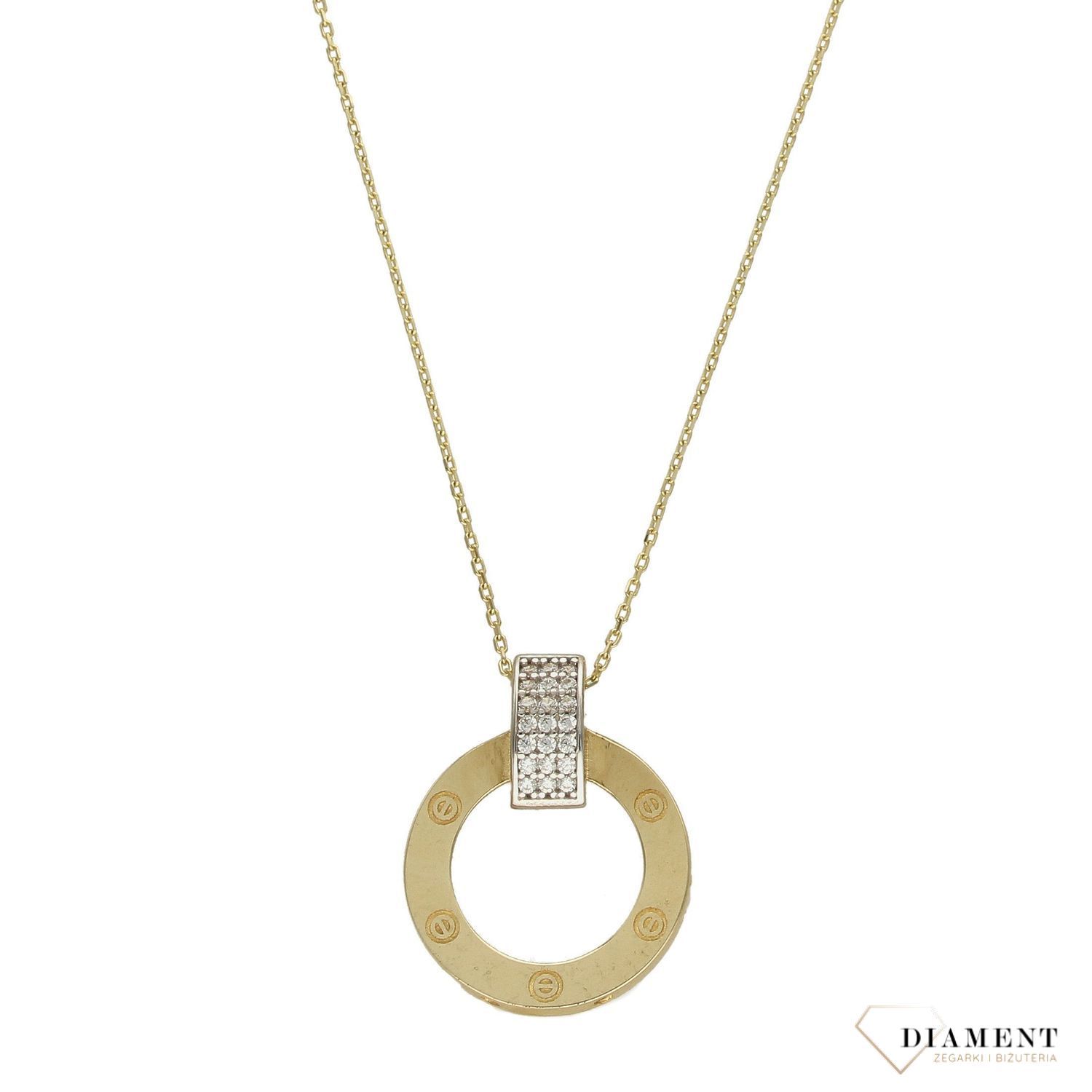 Złoty naszyjnik celebrytka 375 kółko z cyrkonią DIA-NSZ-T5-NE-0219-176-CZ-375.jpg