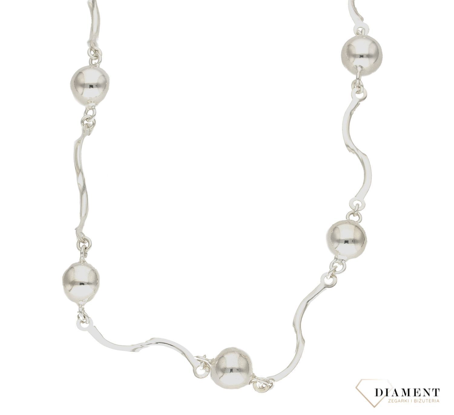Srebrny naszyjnik damski kolia Kulki DIA-NSZ-TBN000000-313-925.  Efektowny naszyjnik doskonale sprawdzi się jako prezent. Srebrny naszyjnik, kolia. Darmowa dostawa..jpg