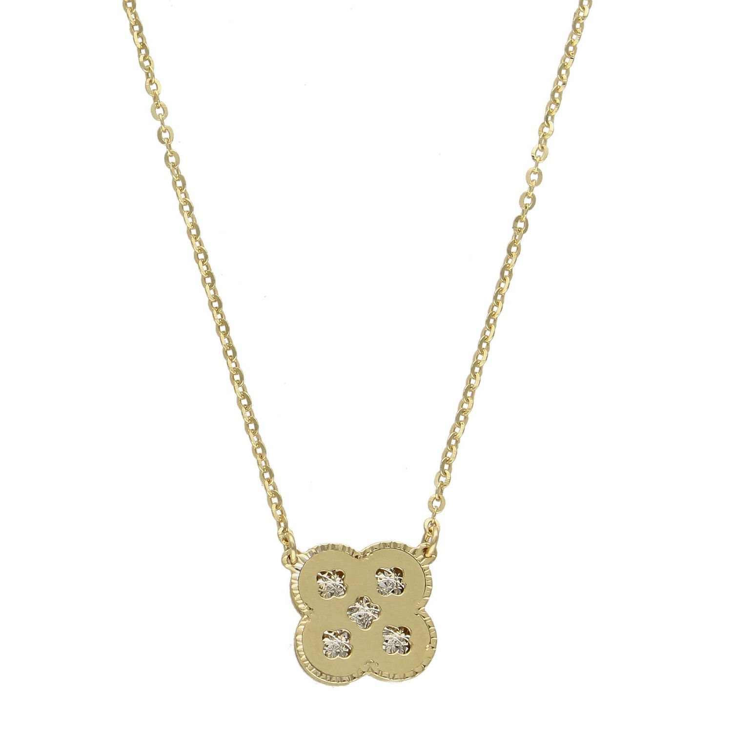 Złoty naszyjnik celebrytka zawieszka koniczynka z cyrkonią DIA-NSZ-TRESS30-TT-585.jpg