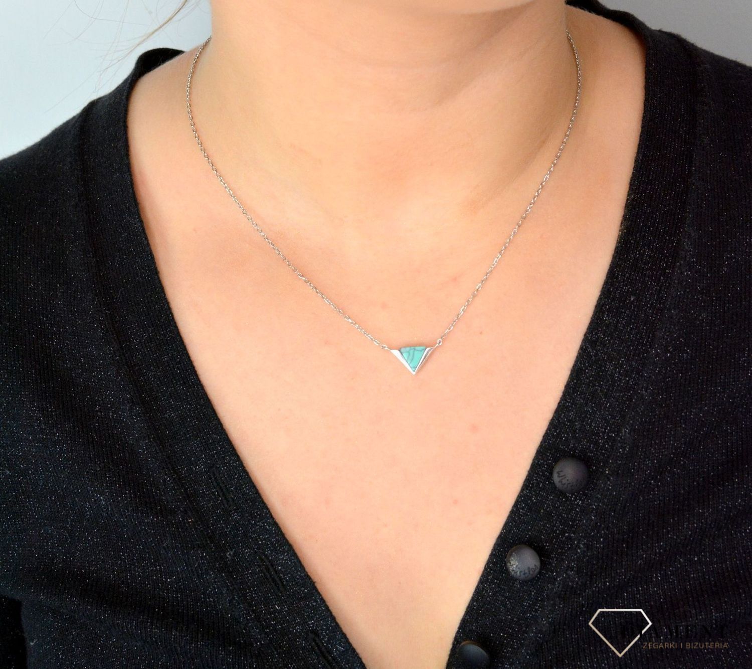 Srebrny naszyjnik celebrytka trójkąt z turkusem DIA-NSZ-TROJKAT1-925.jpg