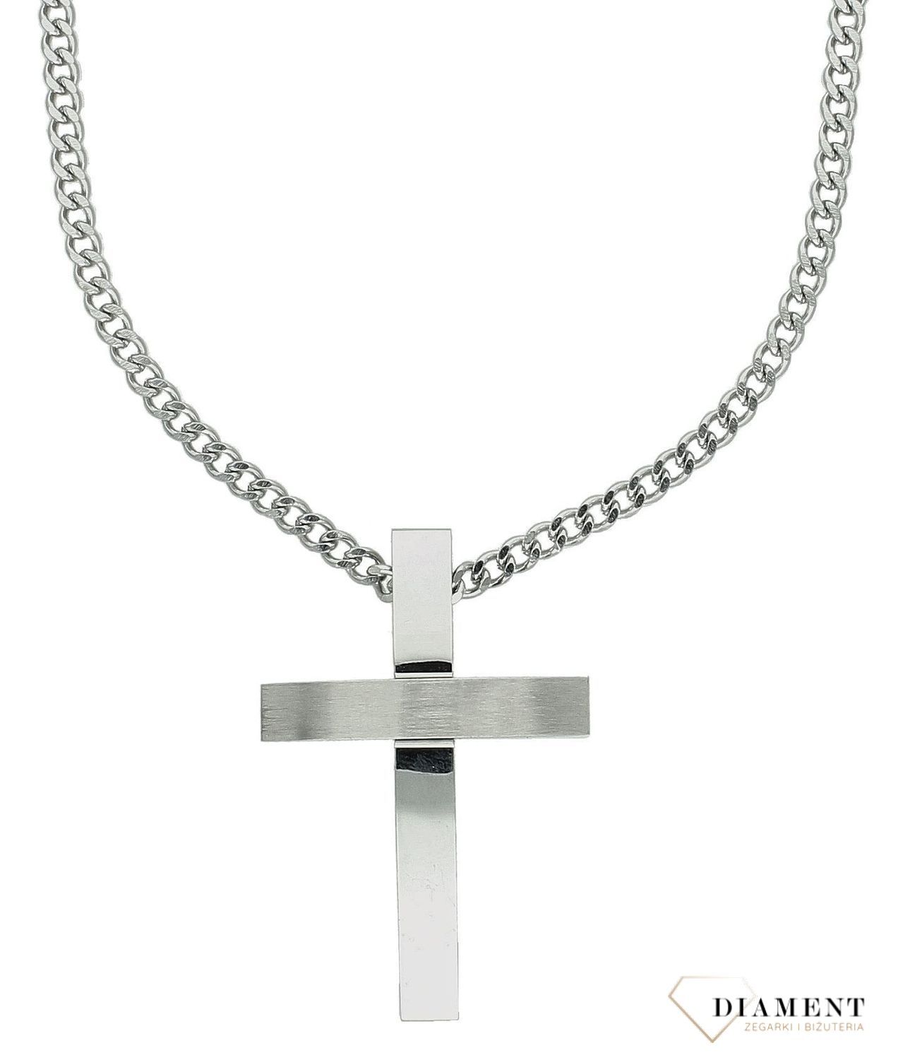 Naszyjnik męski stalowy z krzyżem w srebrnym kolorze DIA-NSZ-W3982942-STAL (1).jpg