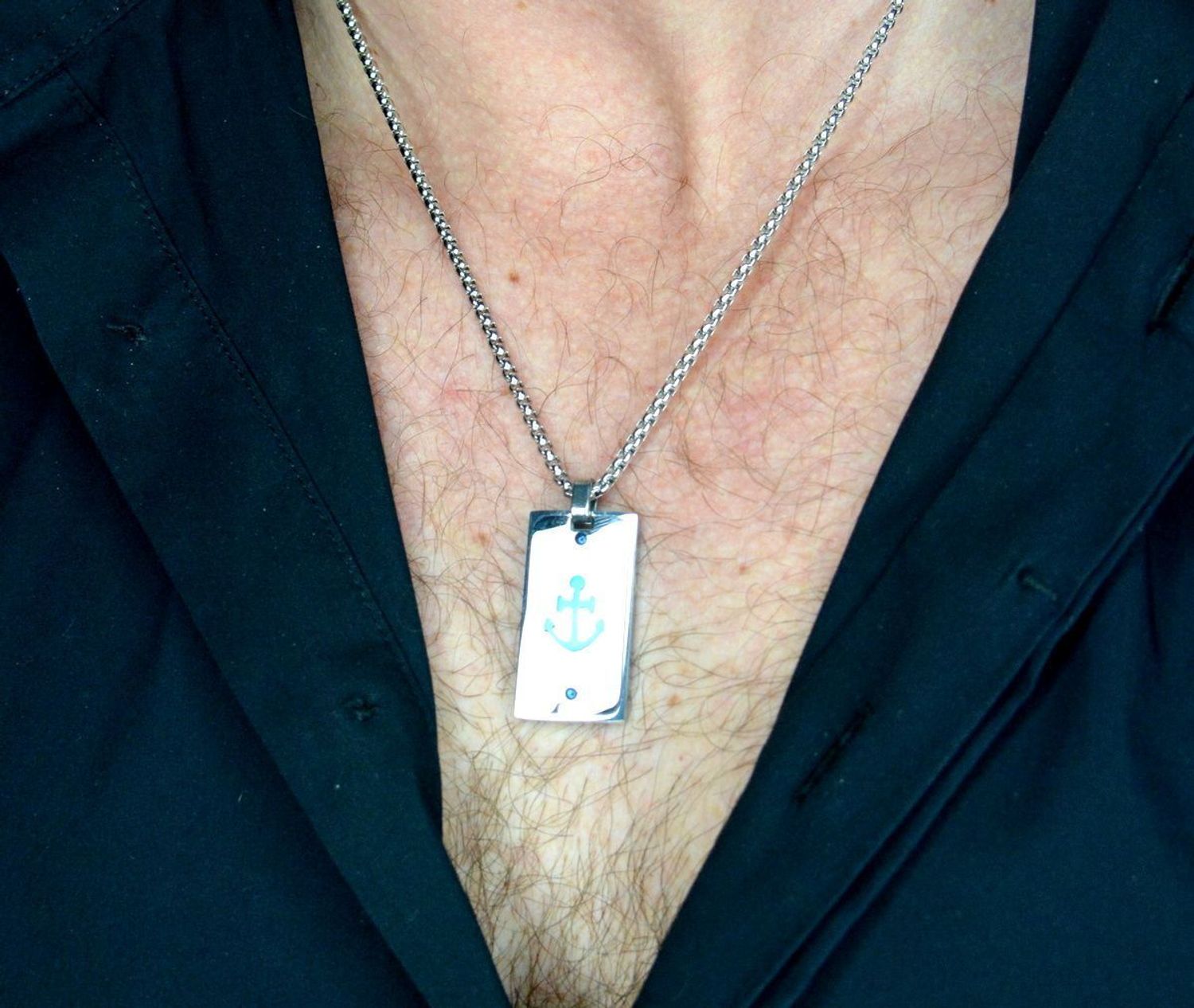 Naszyjnik męski stalowy z kotwicą Grawer Gratis DIA-NSZ-W5073244-STAL. Męski naszyjnik stalowy. Naszyjnik męski stalowy z kotwicą.jpg