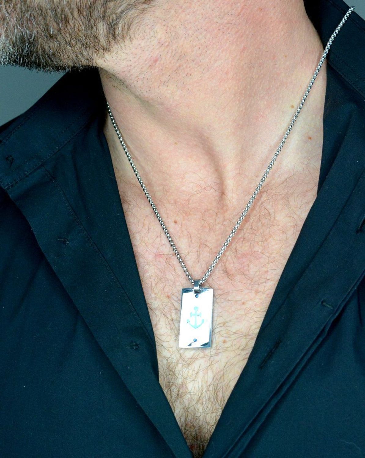 Naszyjnik męski stalowy z kotwicą Grawer Gratis DIA-NSZ-W5073244-STAL. Męski naszyjnik stalowy. Naszyjnik męski stalowy z kotwicą.jpg