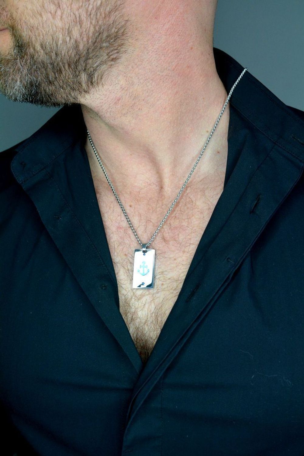 Naszyjnik męski stalowy z kotwicą Grawer Gratis DIA-NSZ-W5073244-STAL. Męski naszyjnik stalowy. Naszyjnik męski stalowy z kotwicą.jpg