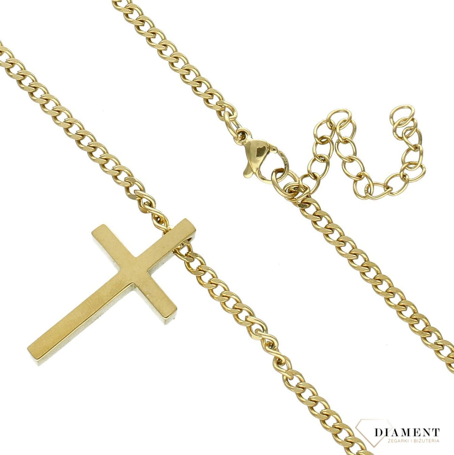 Naszyjnik męski stalowy z krzyżem w złotym kolorze DIA-NSZ-W5132839-STAL. Męski naszyjnik stalowy. Naszyjnik męski stalowy z krzyżem. Naszyjnik z krzyżem. Biżuteria męska. Męski naszyjnik stalowy z krzyżem na prezent (2).jpg