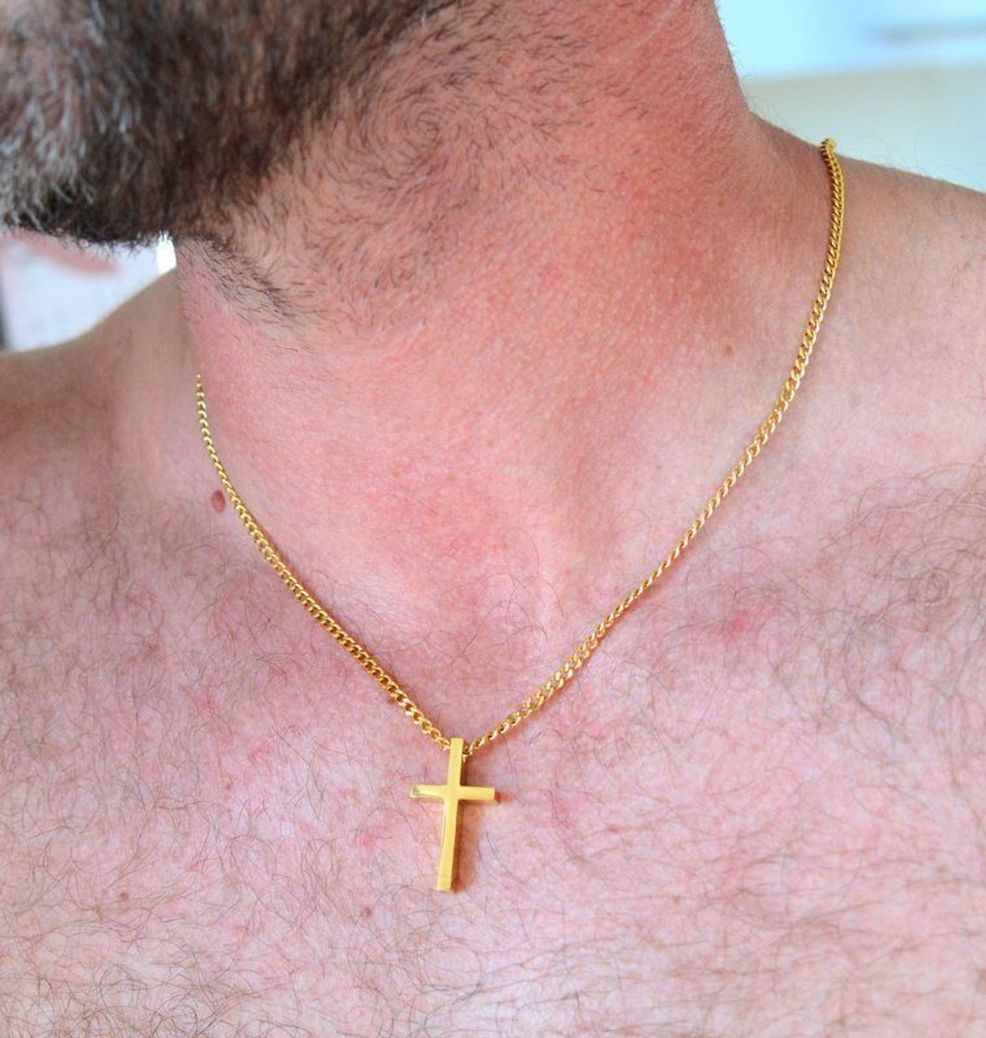 Naszyjnik męski stalowy z krzyżem w złotym kolorze DIA-NSZ-W5132839-STAL. Męski naszyjnik stalowy. Naszyjnik męski stalowy z krzyżem. Naszyjnik z krzyżem. Biżuteria męska. Męski naszyjnik stalowy z krzyżem na prezent (2).jpg