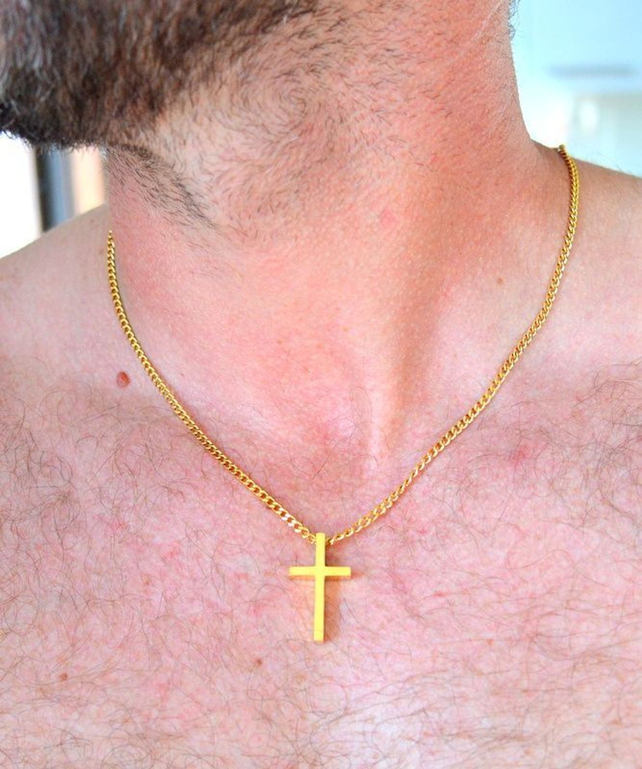 Naszyjnik męski stalowy z krzyżem w złotym kolorze DIA-NSZ-W5132839-STAL. Męski naszyjnik stalowy. Naszyjnik męski stalowy z krzyżem. Naszyjnik z krzyżem. Biżuteria męska. Męski naszyjnik stalowy z krzyżem na prezent (2).jpg