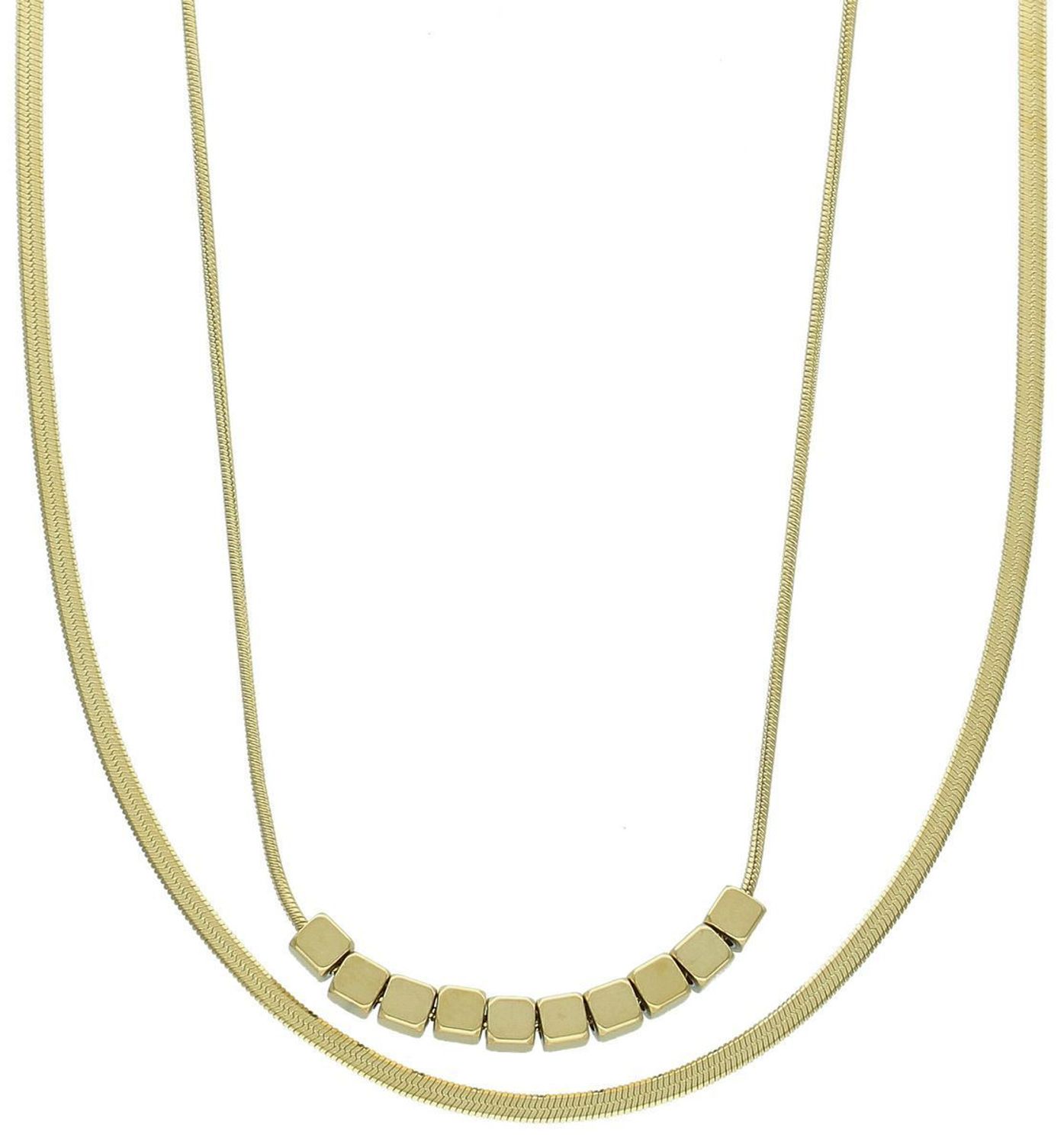 Naszyjnik damski stalowy podwójny z kosteczkami pozłacanymi  DIA-NSZ-W5522436-STAL stal.jpg