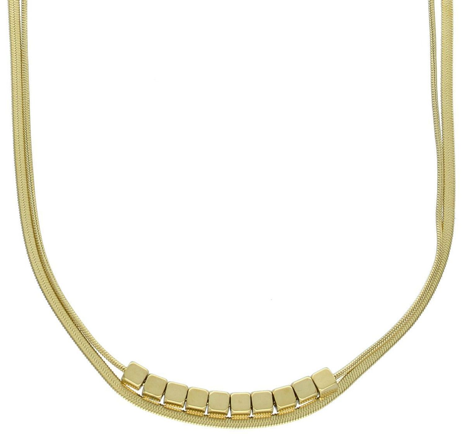 Naszyjnik damski stalowy podwójny z kosteczkami pozłacanymi  DIA-NSZ-W5522436-STAL stal.jpg