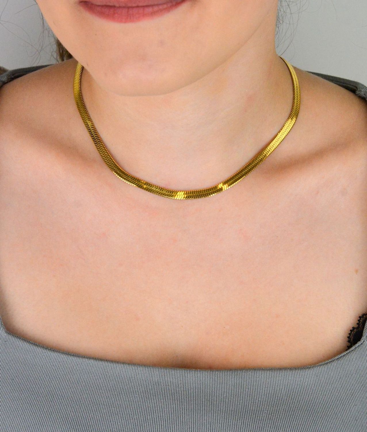 Naszyjnik damski stalowy pozłacany szeroka taśma 5 mm  DIA-NSZ-W5811829-STAL.jpg