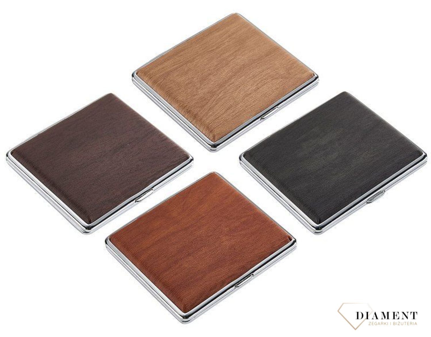 Papierośnica metalowa delikatna skórka w kolorze ciemnego brązu DIA-PAP-40519005-Orzech.jpg