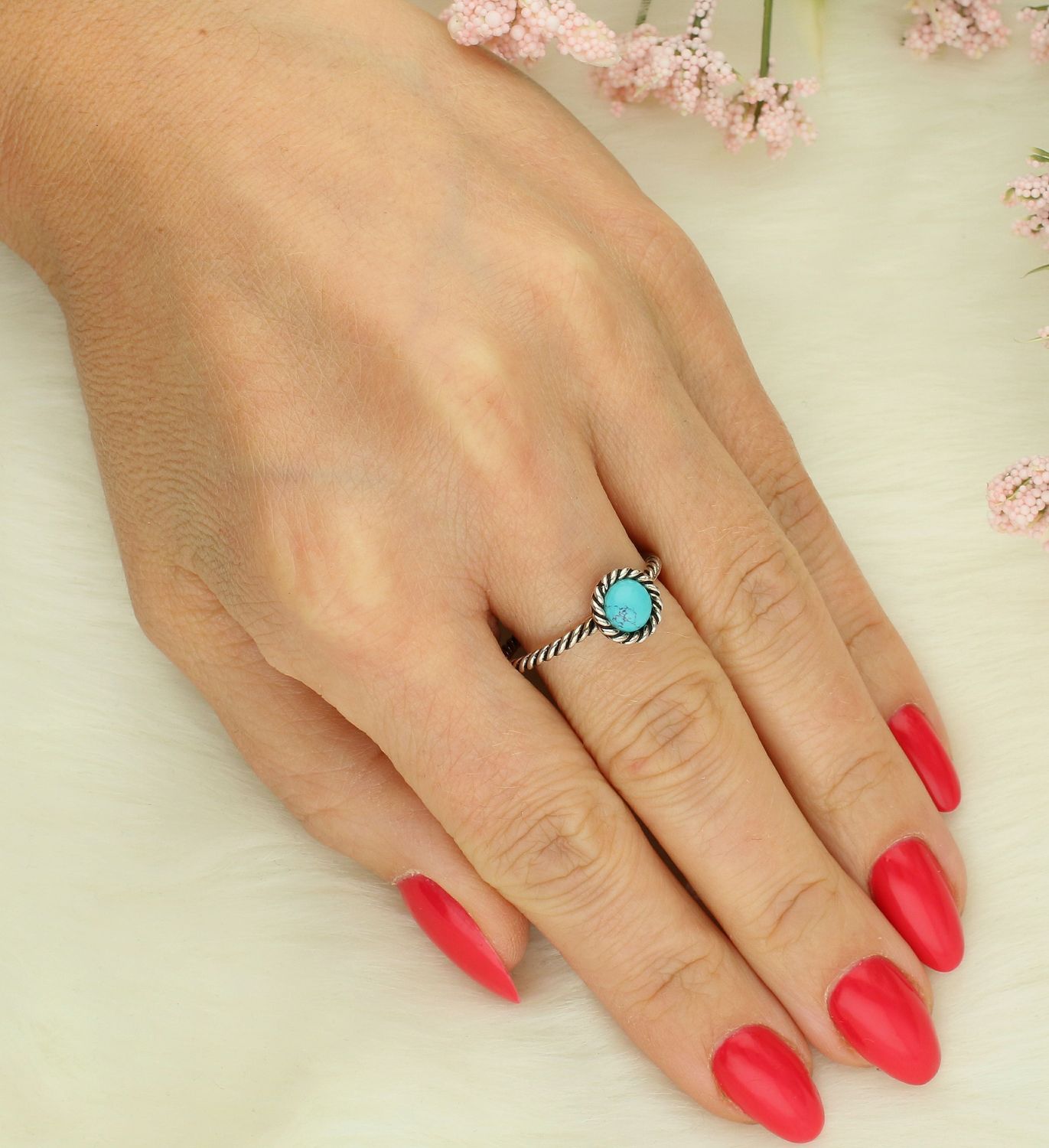 Pierścionek srebrny turkus próba 925, DIA-PRS-0653-925 Srebrny pierścionek wykonany z najwyższej jakości srebra. Idealny pomysł na prezent. Srebrny pierścionek wykonany z próby 925 ozdobiony 1.jpg