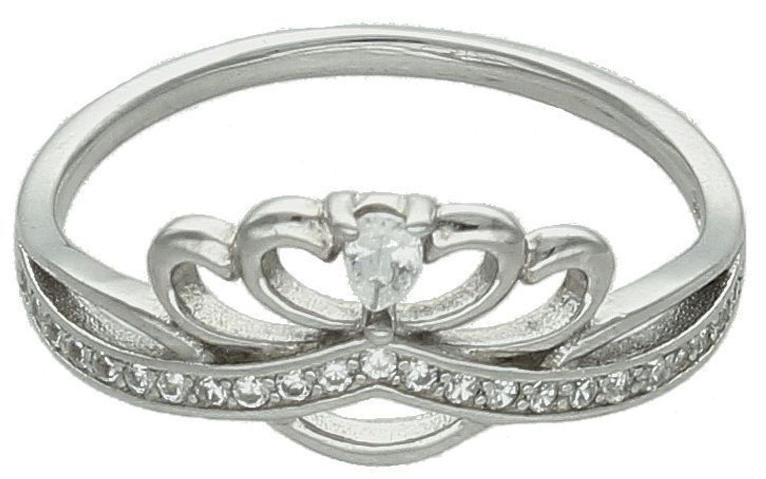 Pierścionek srebrny korona z cyrkonią próba 925, DIA-PRS-0656-925 Srebrny pierścionek wykonany z najwyższej jakości srebra o prostej formie. 1.jpg