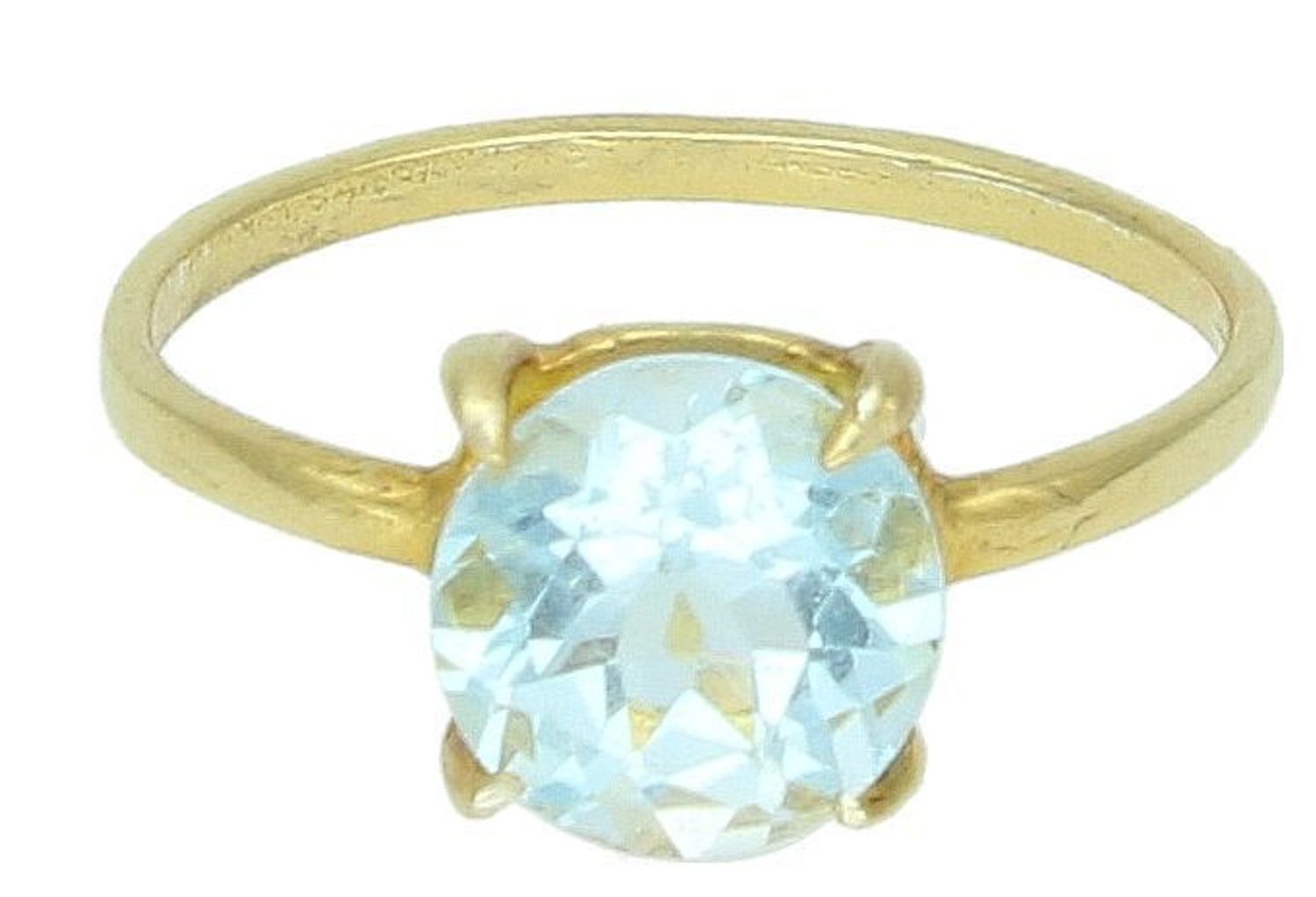 Pierścionek srebrny pozłacany z niebieską cyrkonią próba 925, DIA-PRS-10099-925 Srebrny pierścionek wykonany z najwyższej jakości srebra o prostej formie. Idealny pomysł na prezent dla każdej kobiety. 1.jpg