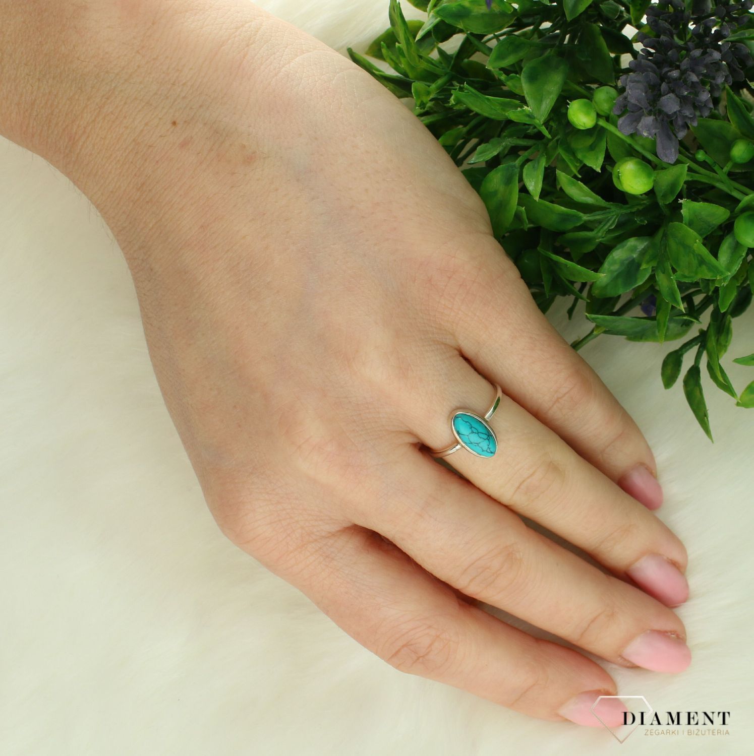 Srebrny pierścionek damski 925 z kamieniem naturalnym turkus rozmiar 11 DIA-PRS-10149-925. Srebrny pierścionek damski. Srebrny pierścionek damski. Pierścionek z kamieniem dla kobiety. Pierścionek srebrny na prezent .  (2).jpg