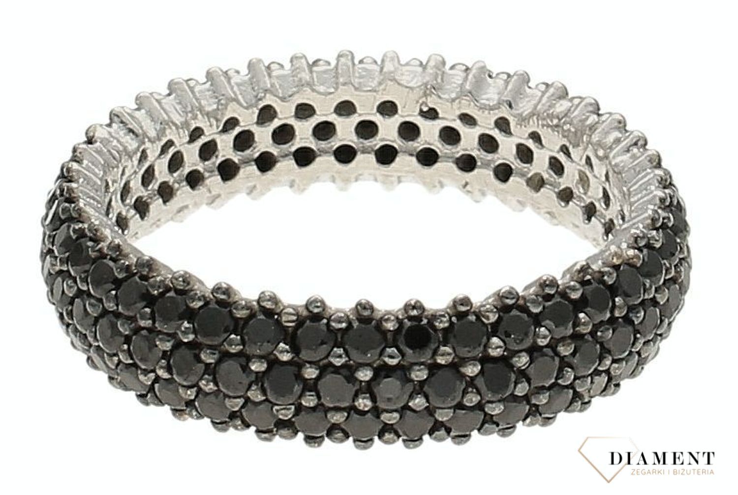 Srebrny pierścionek damski 925 czarna obrączka DIA-PRS-10159-925.jpg