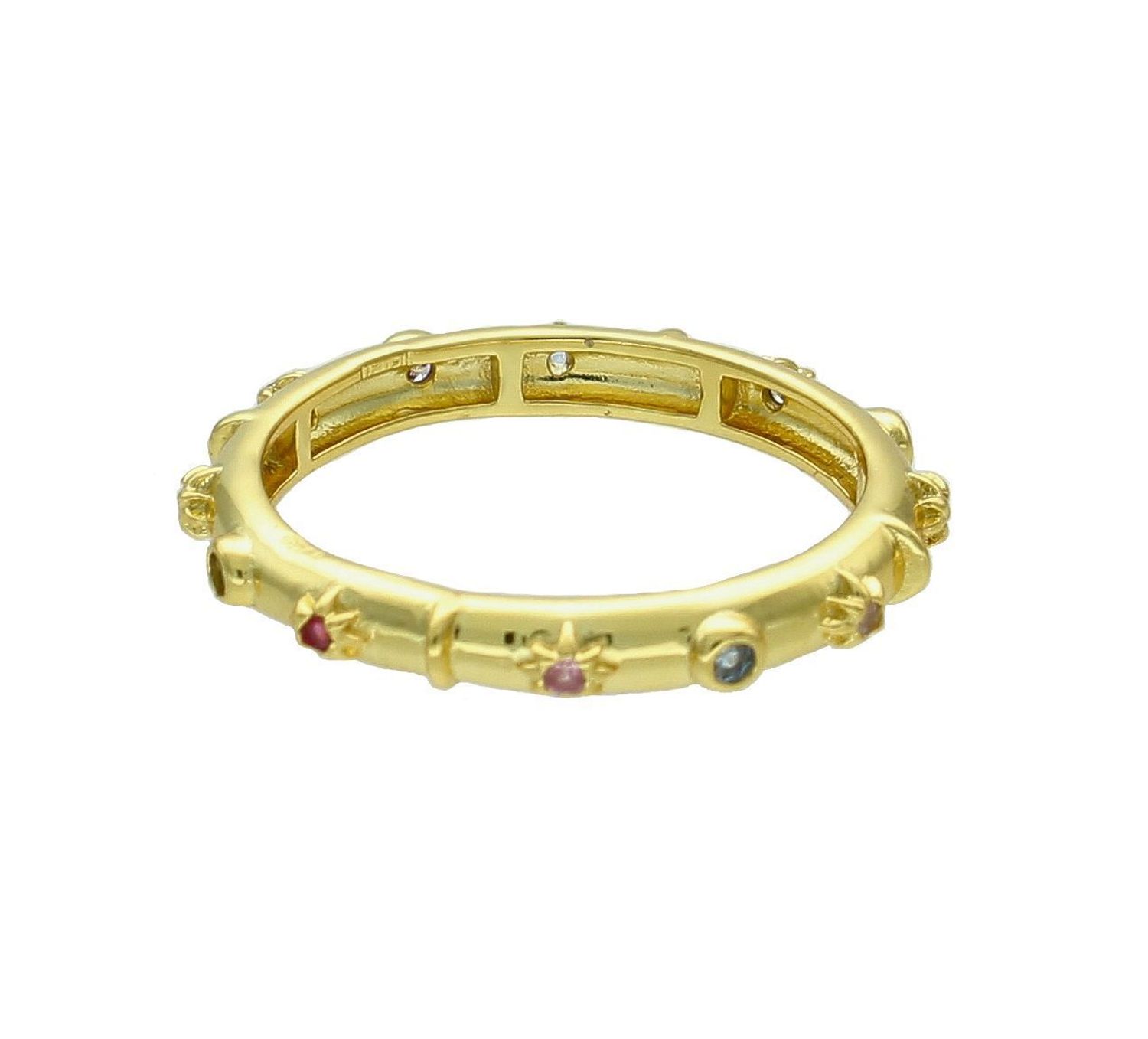 Srebrny pierścionek damski 925 pozłacana obrączka z kolorowymi cyrkoniami DIA-PRS-10197-925 2.jpg