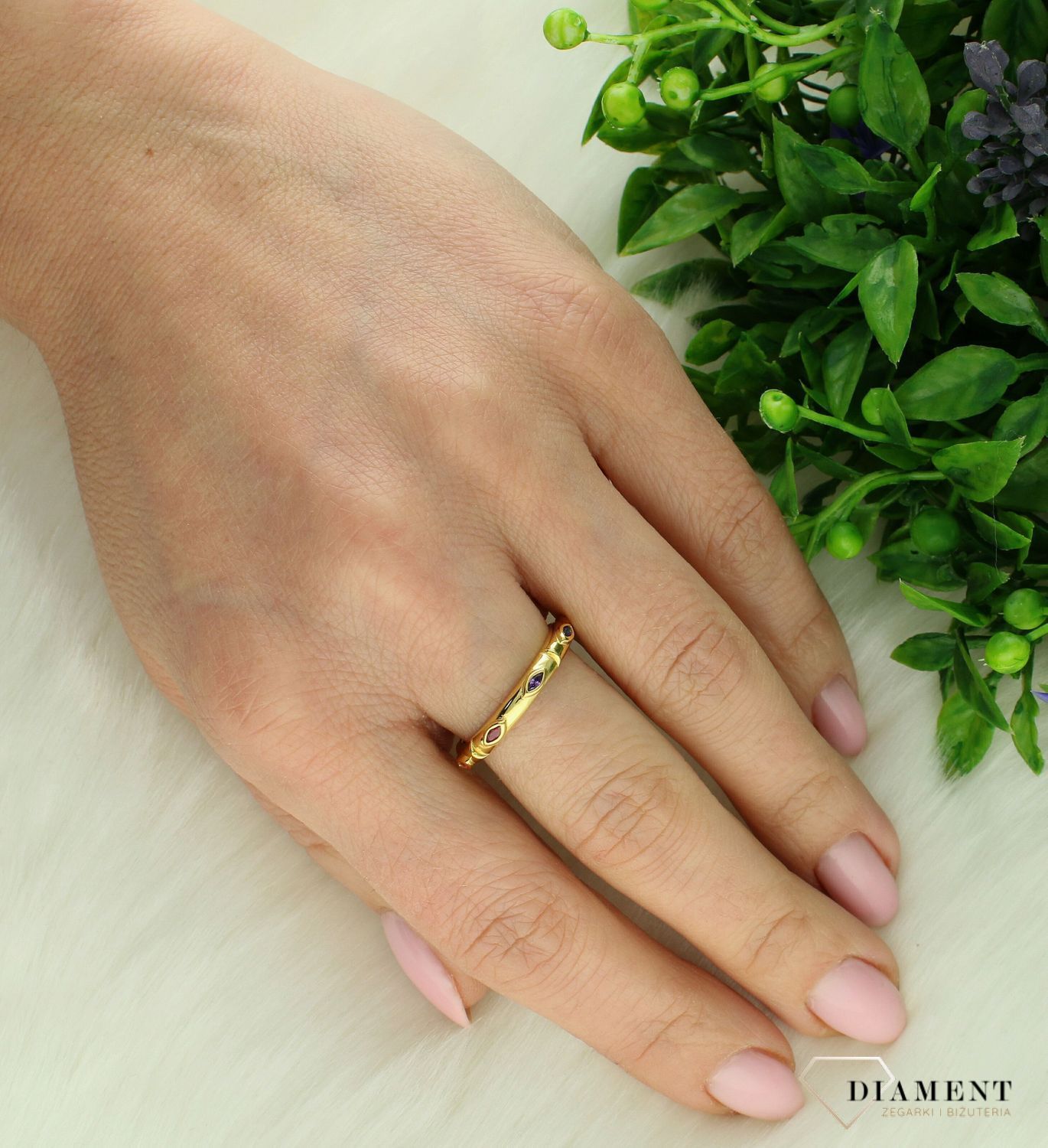 Srebrny pierścionek damski 925 pozłacana obrączka DIA-PRS-10198-925 (2).jpg
