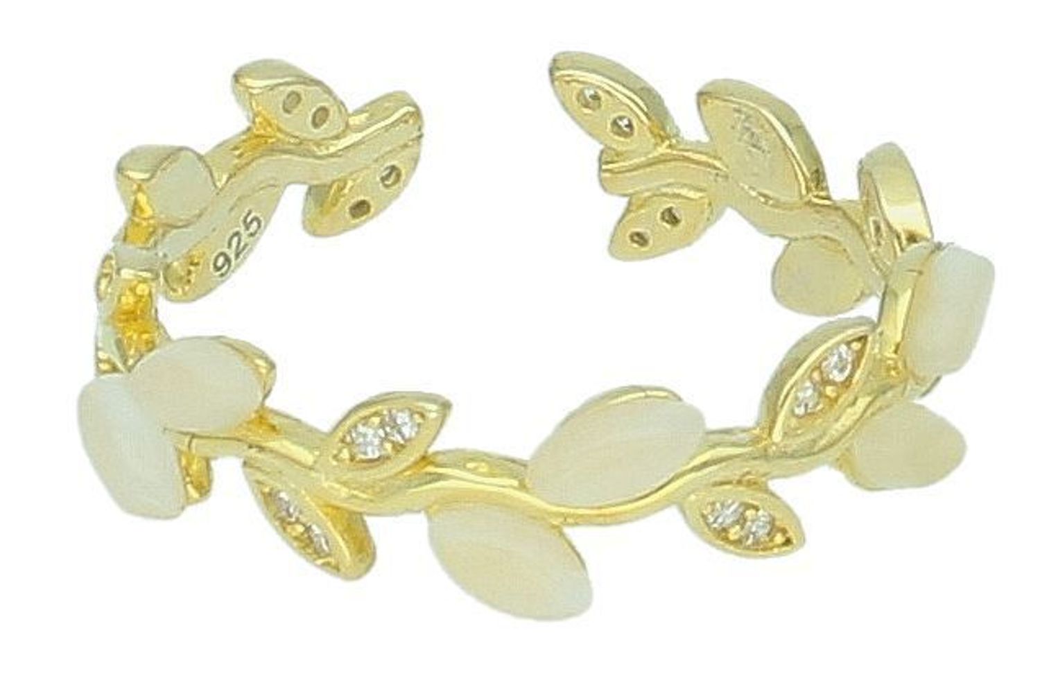 Pierścionek srebrny pozłacane listki próba 925, DIA-PRS-10201-925 Srebrny pierścionek wykonany z najwyższej jakości srebra o prostej formie. Idealny pomysł na prezent dla każdej kobiety.1.jpg