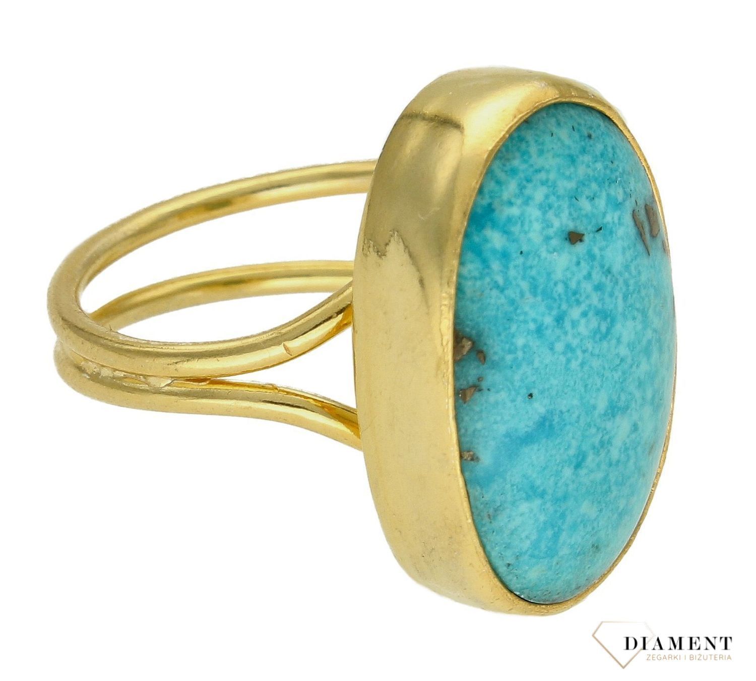 Srebrny pierścionek damski 925 z podłużnym turkusem pozłacany DIA-PRS-10319-925. Srebrne pierścionki na prezent dla kobiety. Srebrny pierścionek z kamieniem. Srebrny pierścionek dla kobiety z turkusem (4).jpg