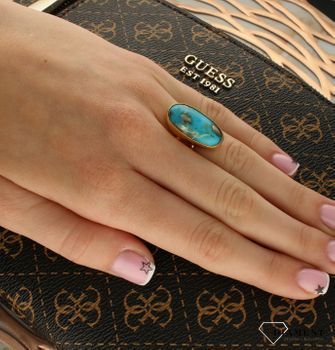 Srebrny pierścionek damski 925 z podłużnym turkusem pozłacany DIA-PRS-10320-925. Srebrne pierścionki na prezent dla kobiety. Srebrny pierścionek z kamieniem. Srebrny pierścionek dla kobiety z turkusem (1).jpg