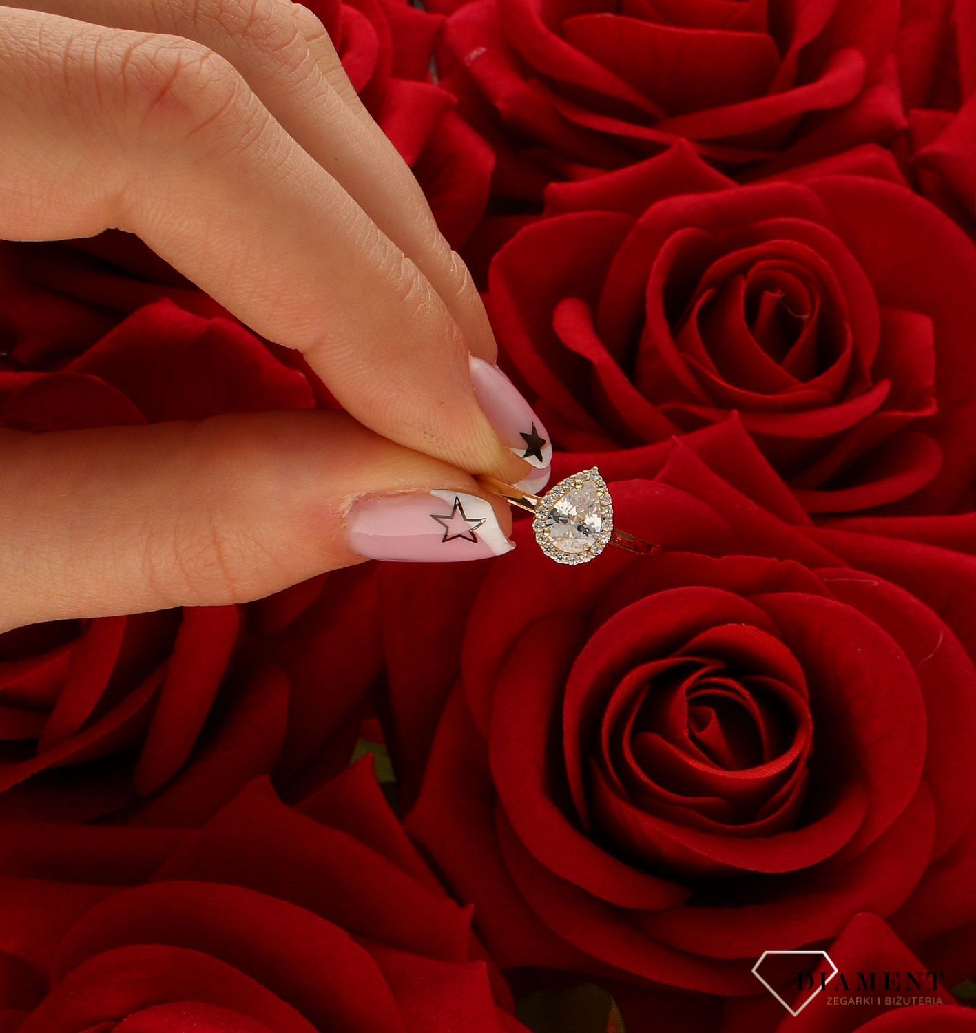 Pierścionek damski złoty Lśniąca łezka 585 DIA-PRS-10388-585.jpg