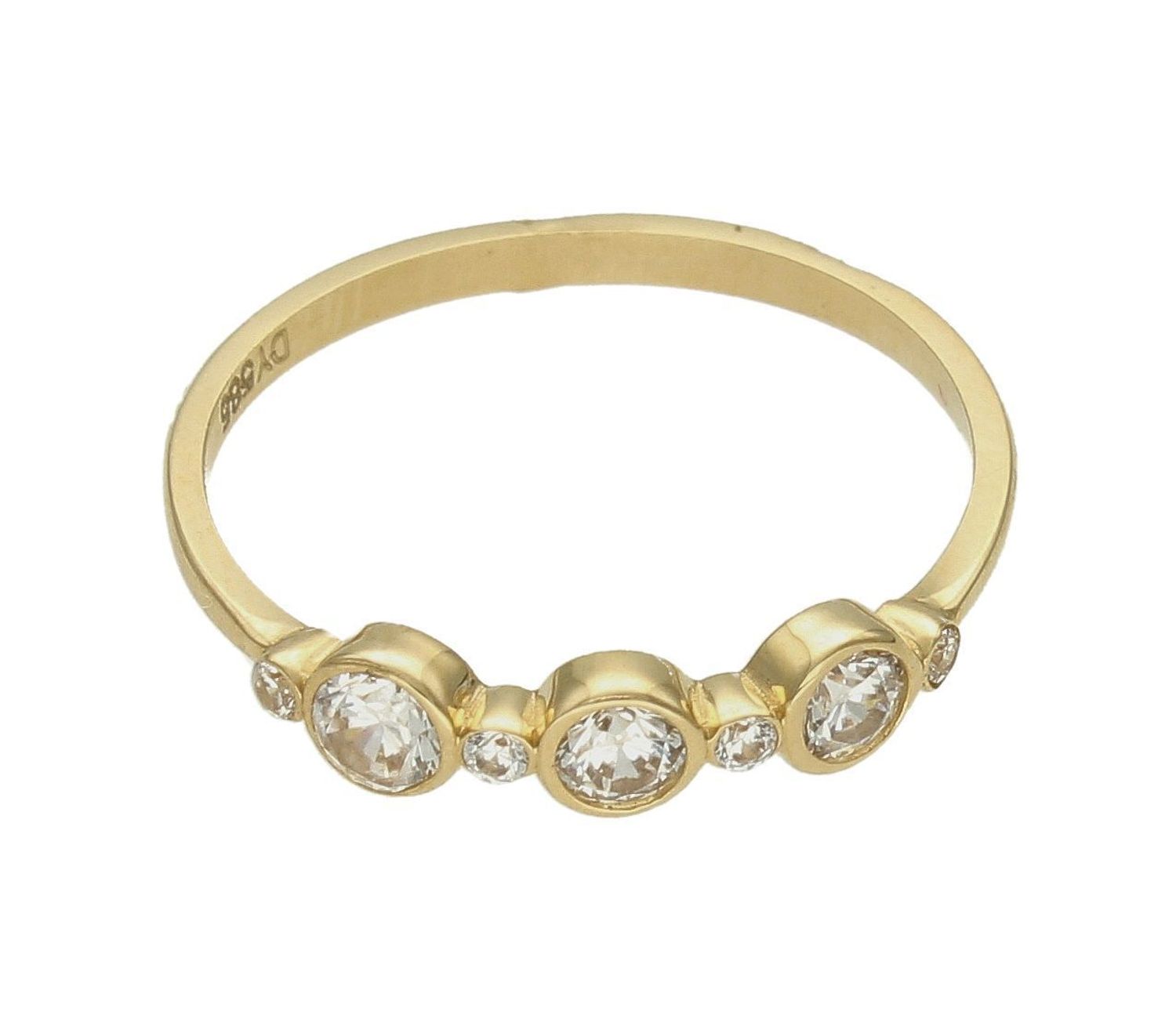 Pierścionek damski złoty Trzy białe cyrkonie 585 DIA-PRS-10392-585.jpg