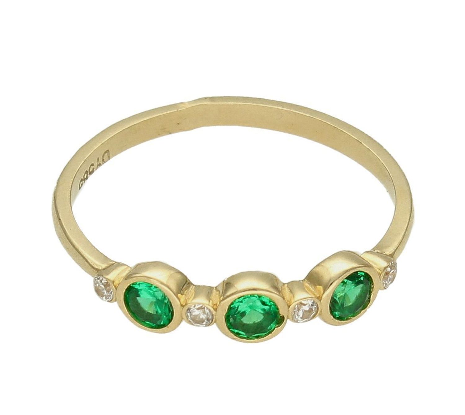 Pierścionek damski złoty Trzy jadeitowe cyrkonie 585 DIA-PRS-10394-585.jpg