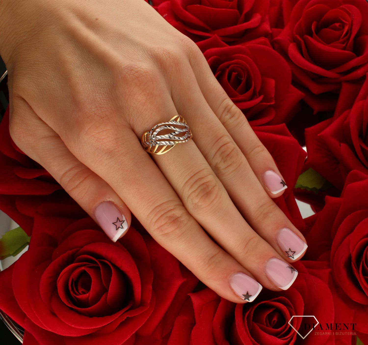 Pierścionek damski  Plecionka złota 585 DIA-PRS-10395-585.jpg