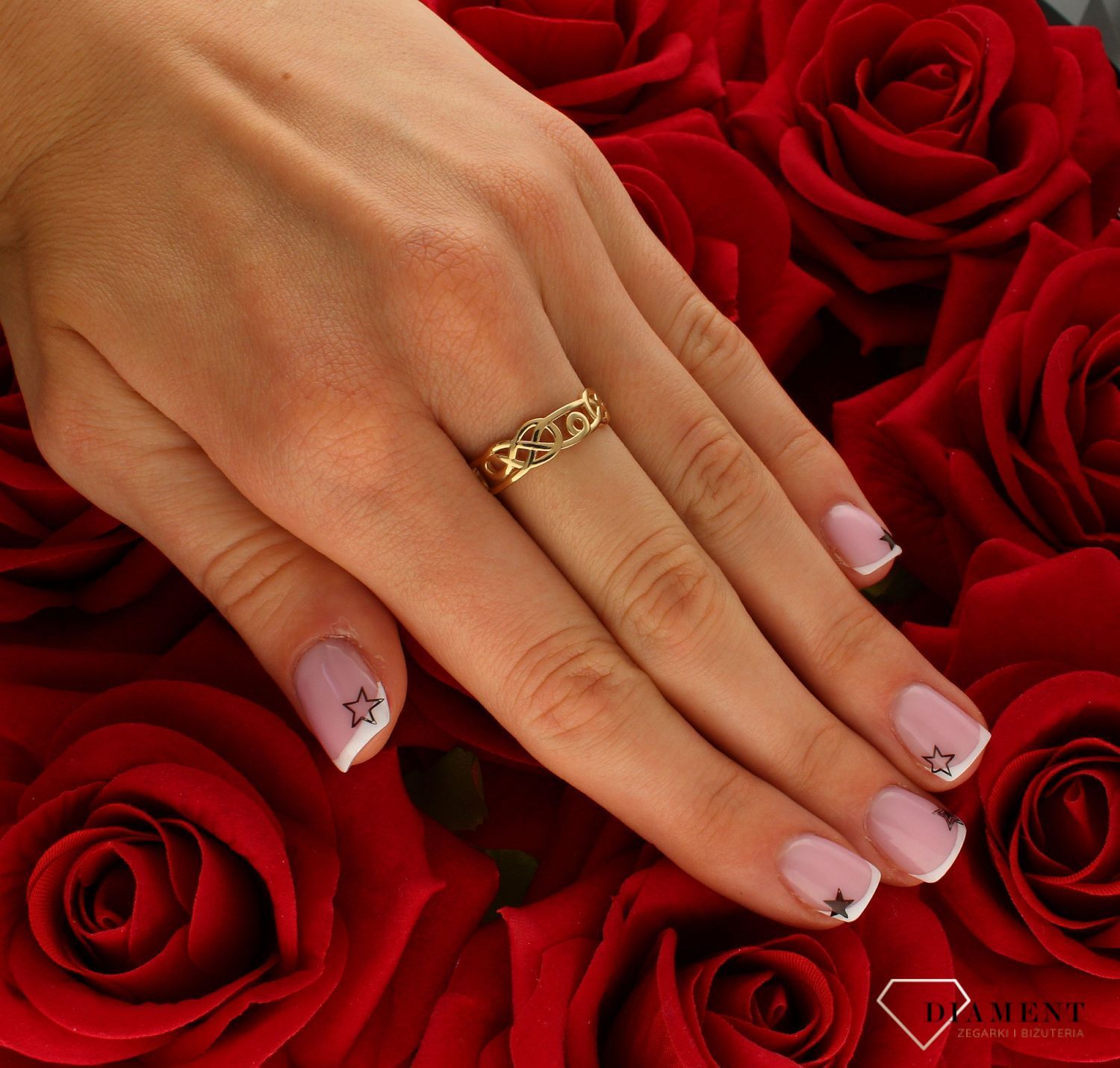 Pierścionek damski złoty Pleciona obrączka 585 DIA-PRS-10398-585.jpg