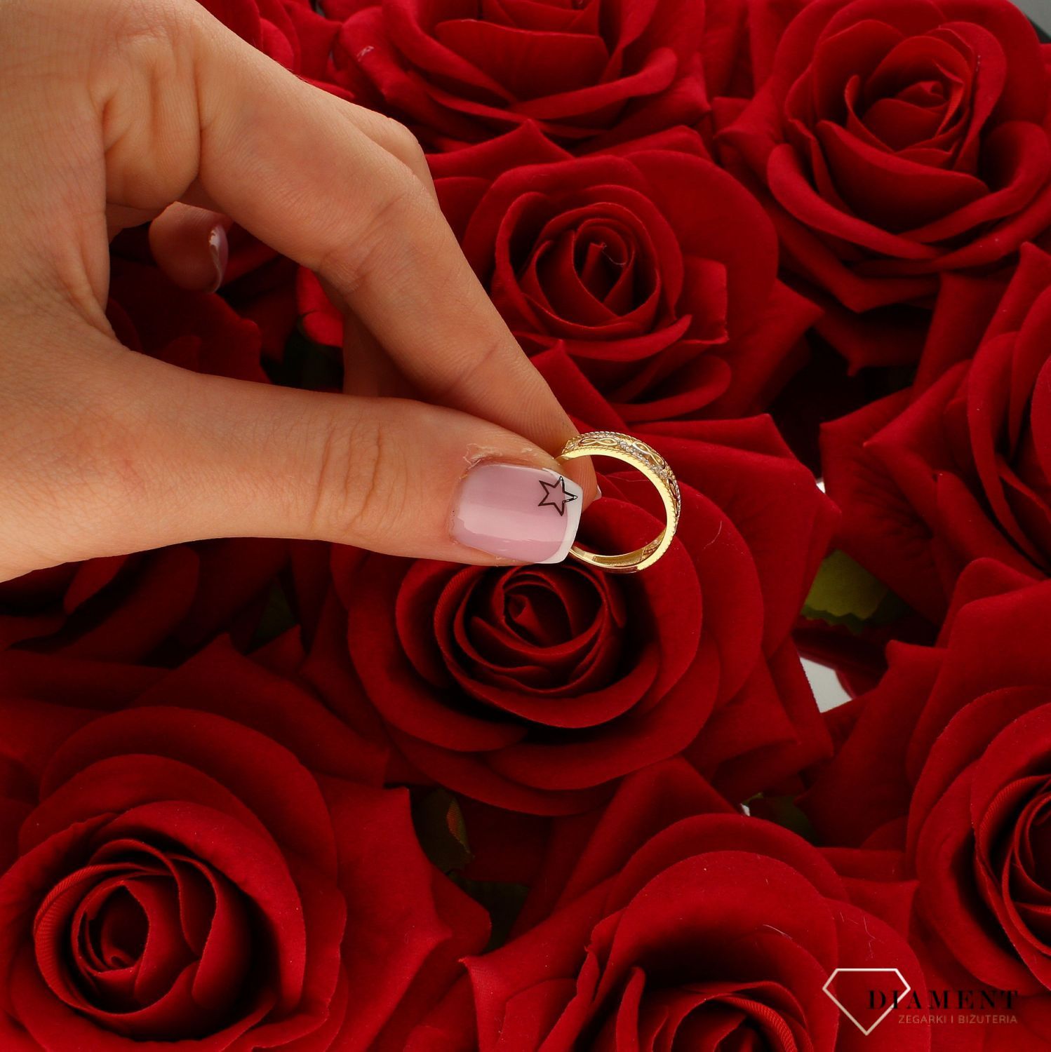 Pierścionek damski złoty Wzór nieskończoności 585 DIA-PRS-10399-585.jpg