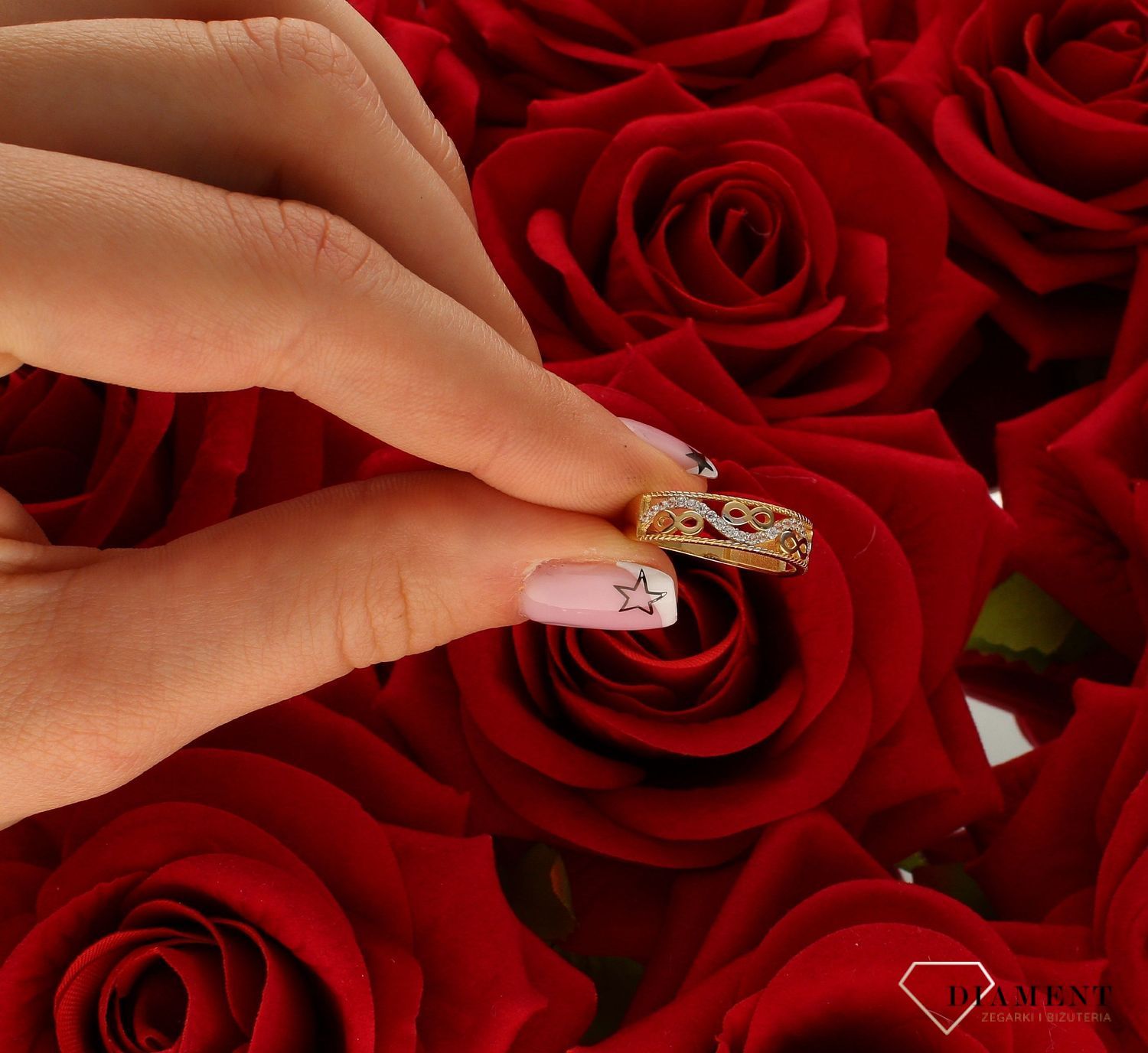 Pierścionek damski złoty Wzór nieskończoności 585 DIA-PRS-10399-585.jpg