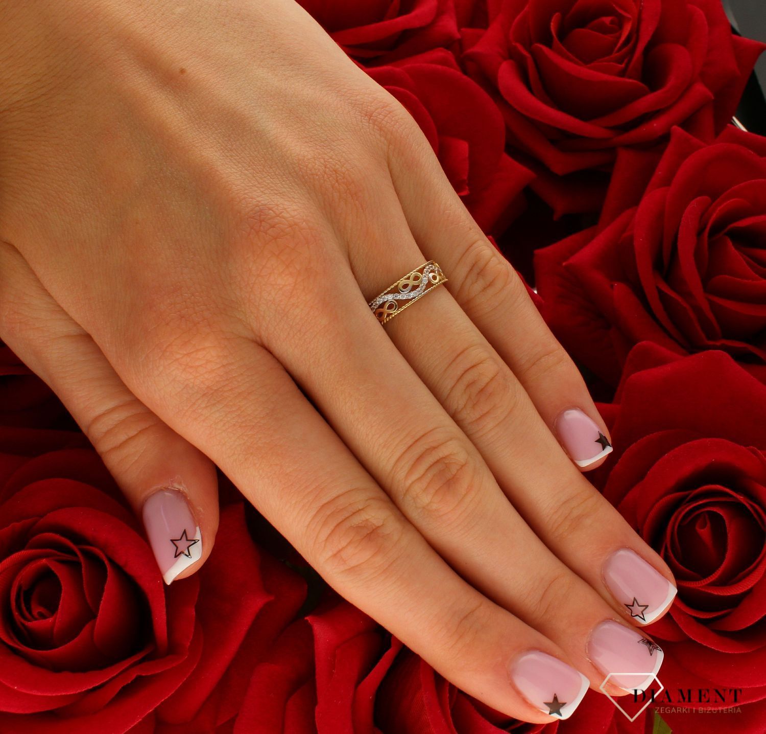 Pierścionek damski złoty Wzór nieskończoności 585 DIA-PRS-10399-585.jpg