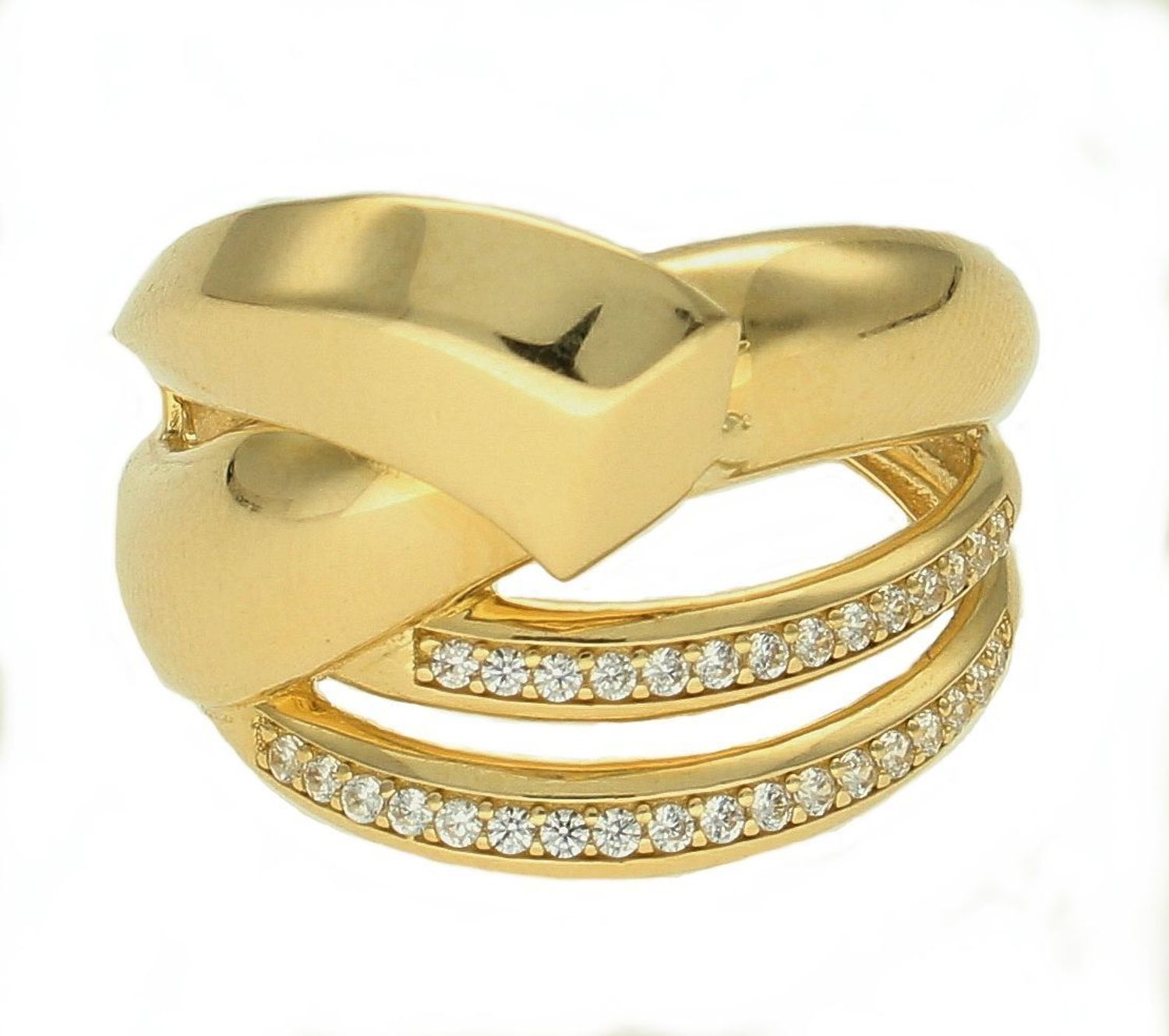 Pierścionek złoty, szeroki z cyrkoniami Podwójna złota plecionka 585 DIA-PRS-10444-585 (2).jpg