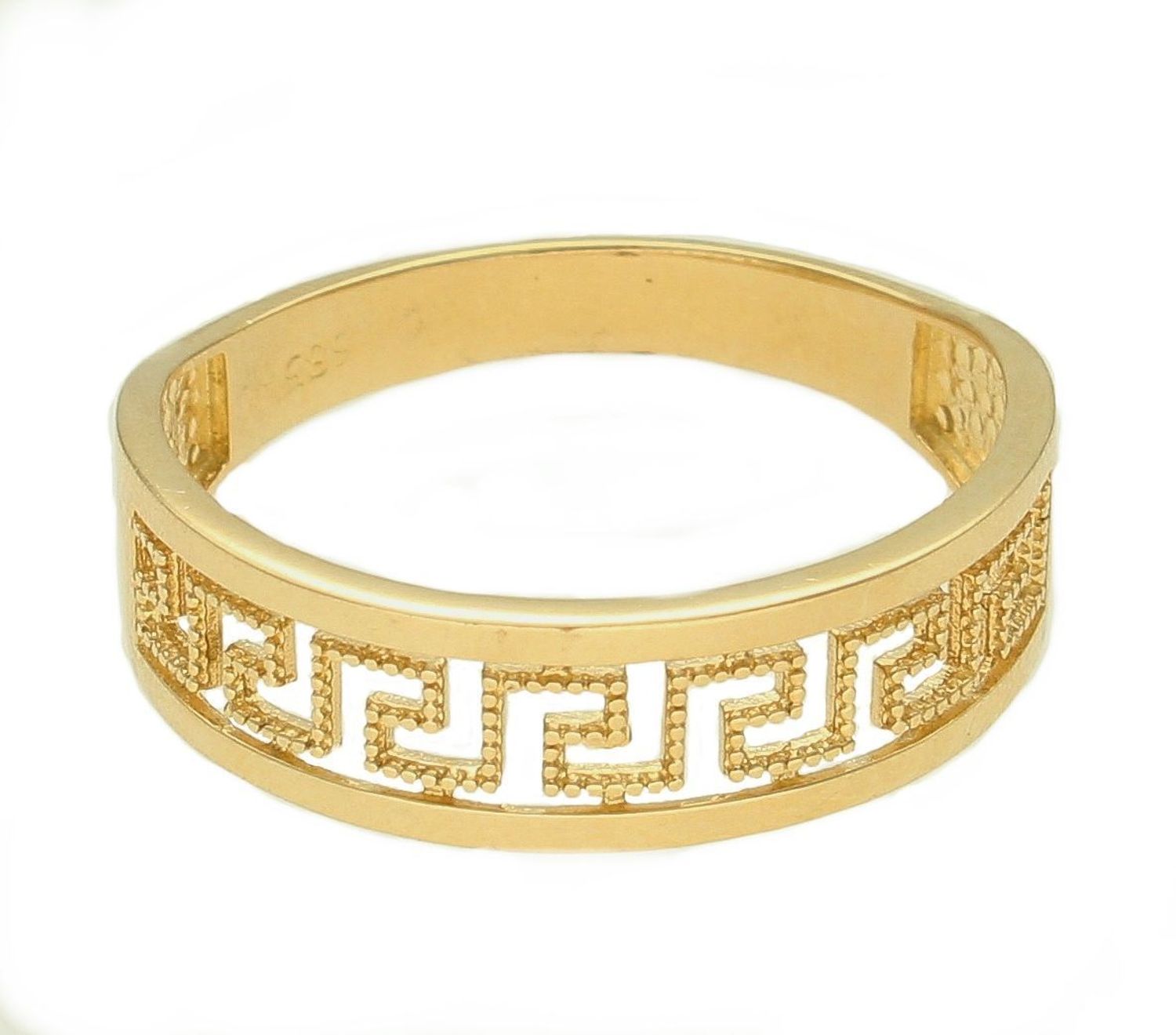 Zloty pierścionek damski o formie obrączki z wzorem Drogi Greckiej 585 DIA-PRS-10450-585 (1).jpg