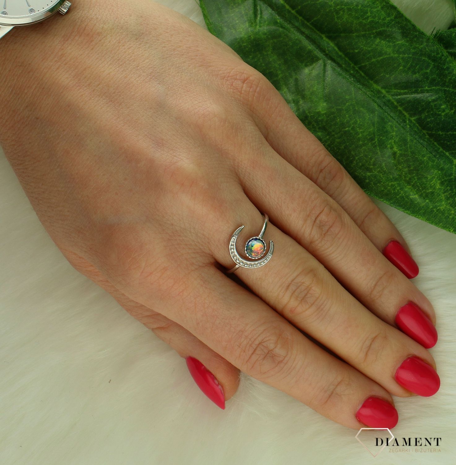 Srebrny pierścionek damski 925 księżyc z kolorową cyrkonią DIA-PRS-10676-925.jpg