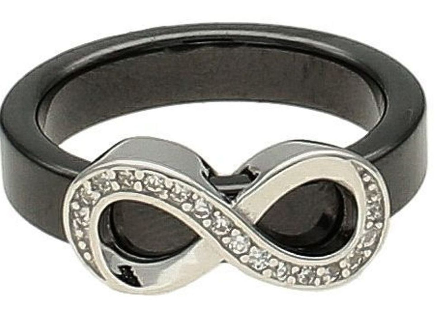 Czarna ceramika pierścionek srebro damski 925 czarna nieskończoność DIA-PRS-10688-925.  Srebrny damski pierścionek. Pierścionek srebrny damski. Pierścionek z czarną ceramiką. Srebrny pierścionek z nieskończonością. 2.jpg