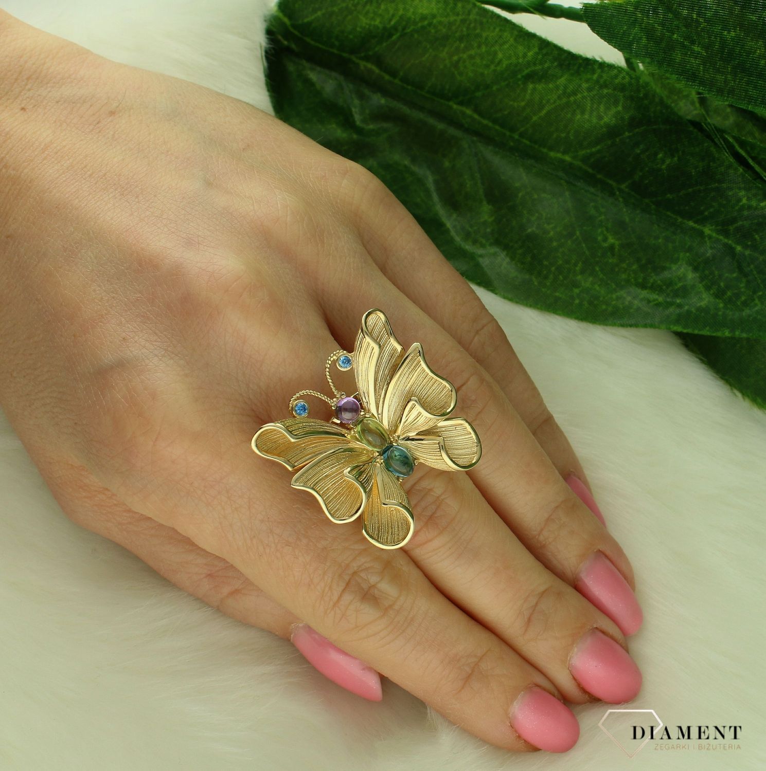 Złoty pierścionek damski 585 motyl z cyrkoniami DIA-PRS-10692-585 (2).jpg