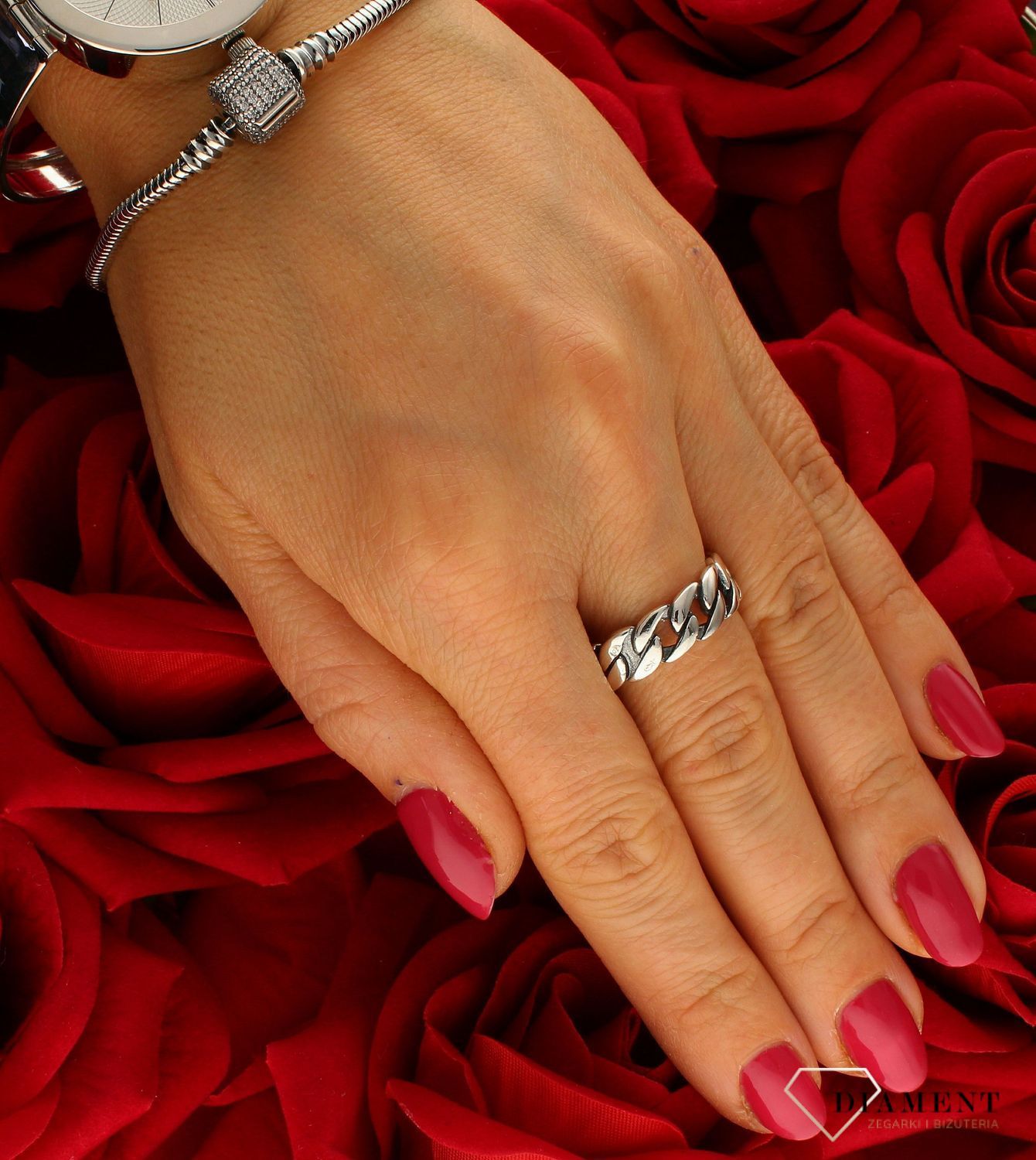 Srebrny pierścionek damski 925 obrączka pancerka DIA-PRS-10692-925. Srebrny pierścionek damski. Srebrny pierścionek obrączka. Srebrna obrączka damska ażurowana. Srebrny damski pierścionek idealny na prezent. 1.jpg