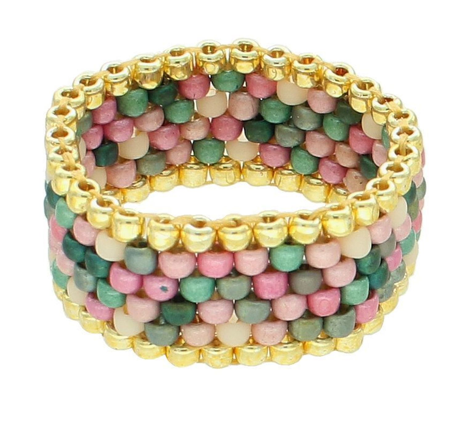 Pierścionek damski Koraliki MIYUKI szeroka obrączka z koralików wielokolorowa DIA-PRS-10798-INNE.jpg