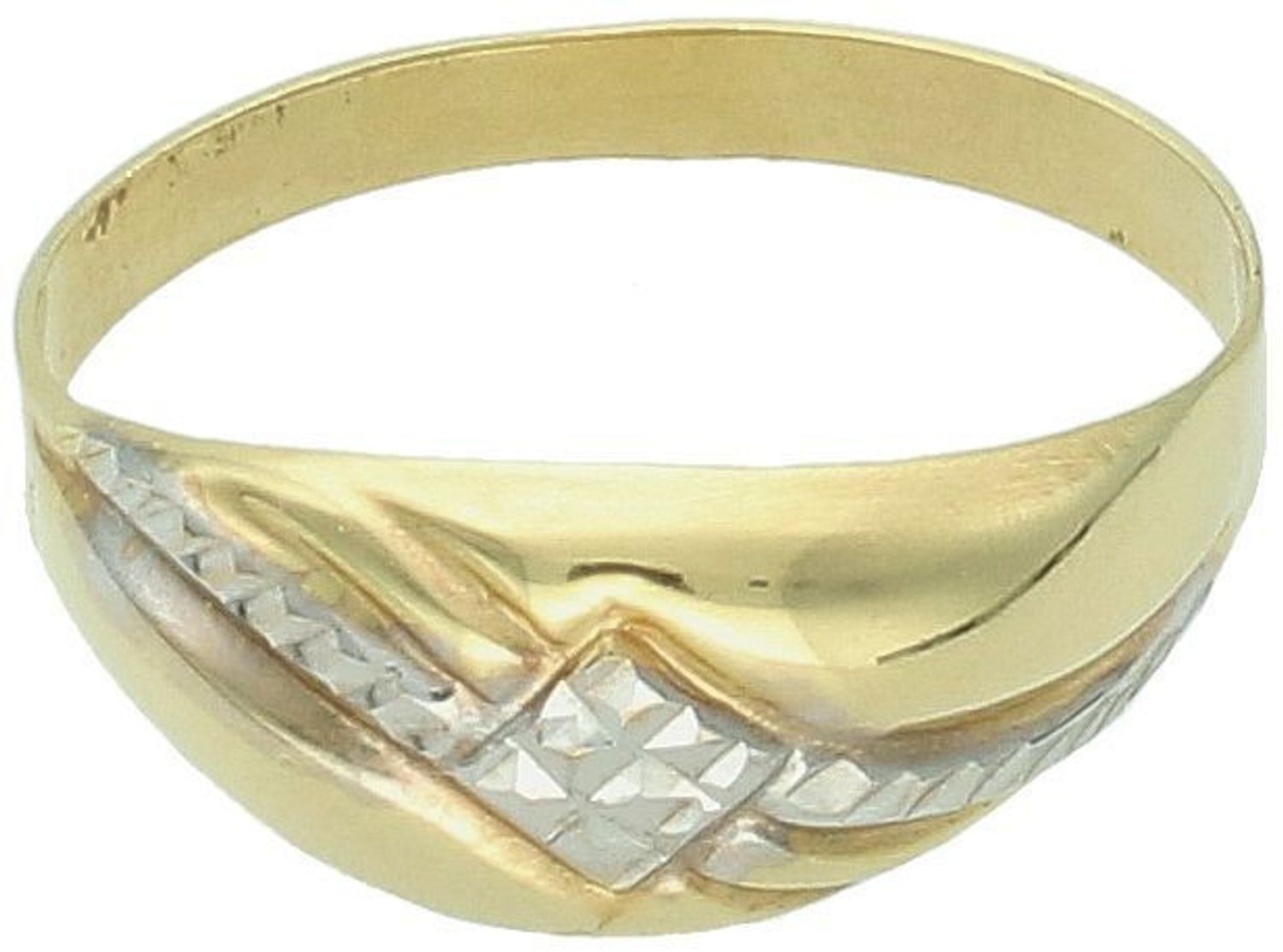 Złoty pierścionek ozdobiony dodatkiem z białego złota próba 585 rozmiar 27, DIA-PRS-11061-585. Elegancki pierścionek próby 585, ozdobiony subtelnym dodatkiem z białego złota. Doskonały 1.jpg