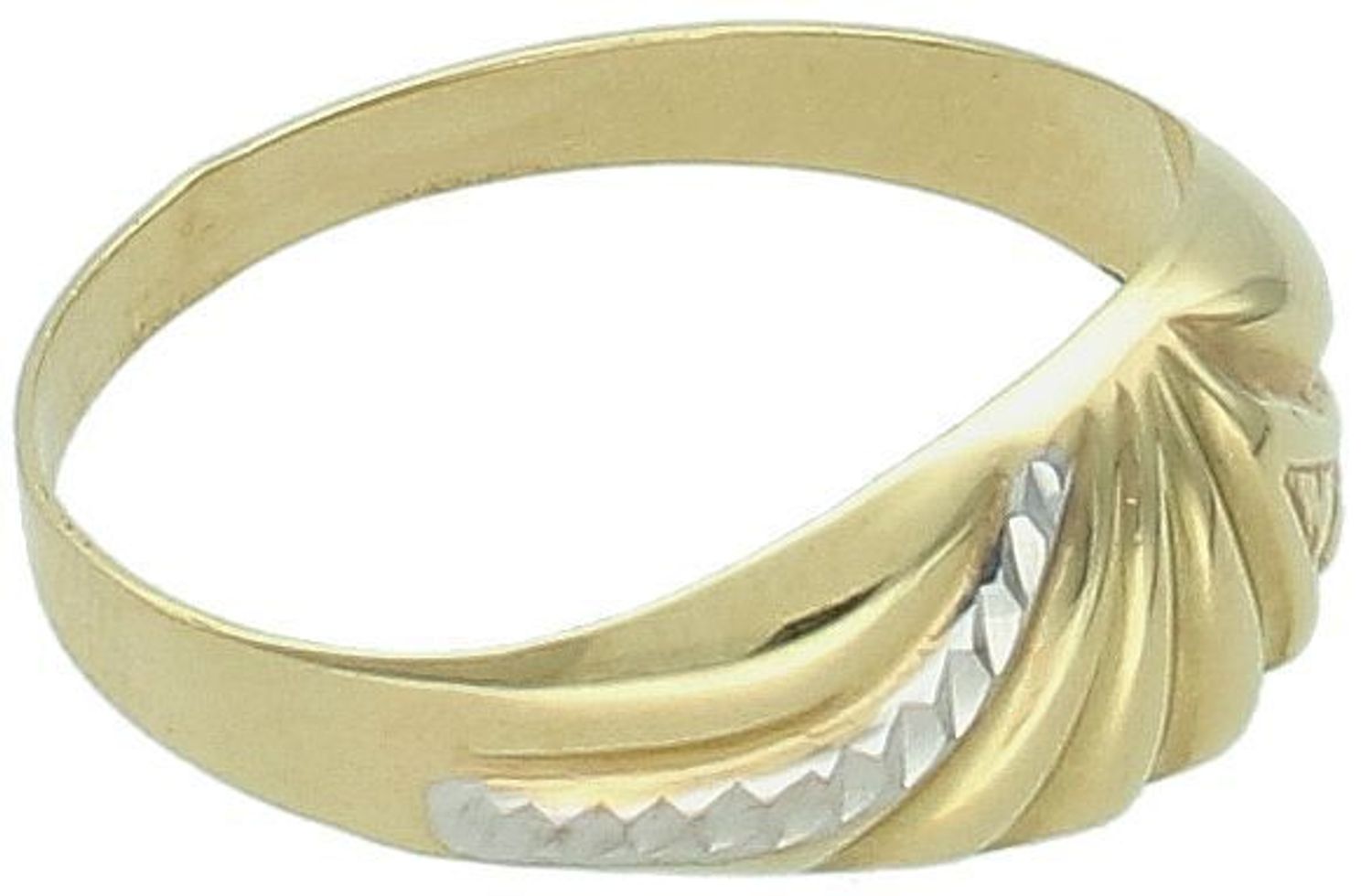 Złoty pierścionek zdobiony z dodatkiem białego złota próba 585, rozmiar 27 DIA-PRS-11062-585. Złoty pierścionek z dodatkiem białego złota to elegancka i ponadczasowa biżuteria, która łączy 1.jpg