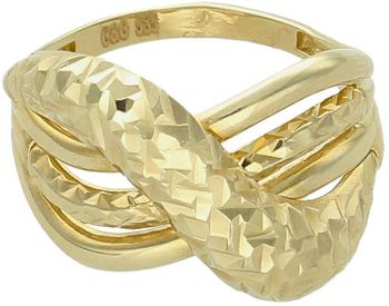 Złoty pierścionek damski próby 585, szeroki (1,5 cm) pleciony z ozdobnym wzorem. Szyna 2 mm, waga 3,24 g. Model DIA-PRS-11075-585 – luksus i wyrazisty styl.2.jpg