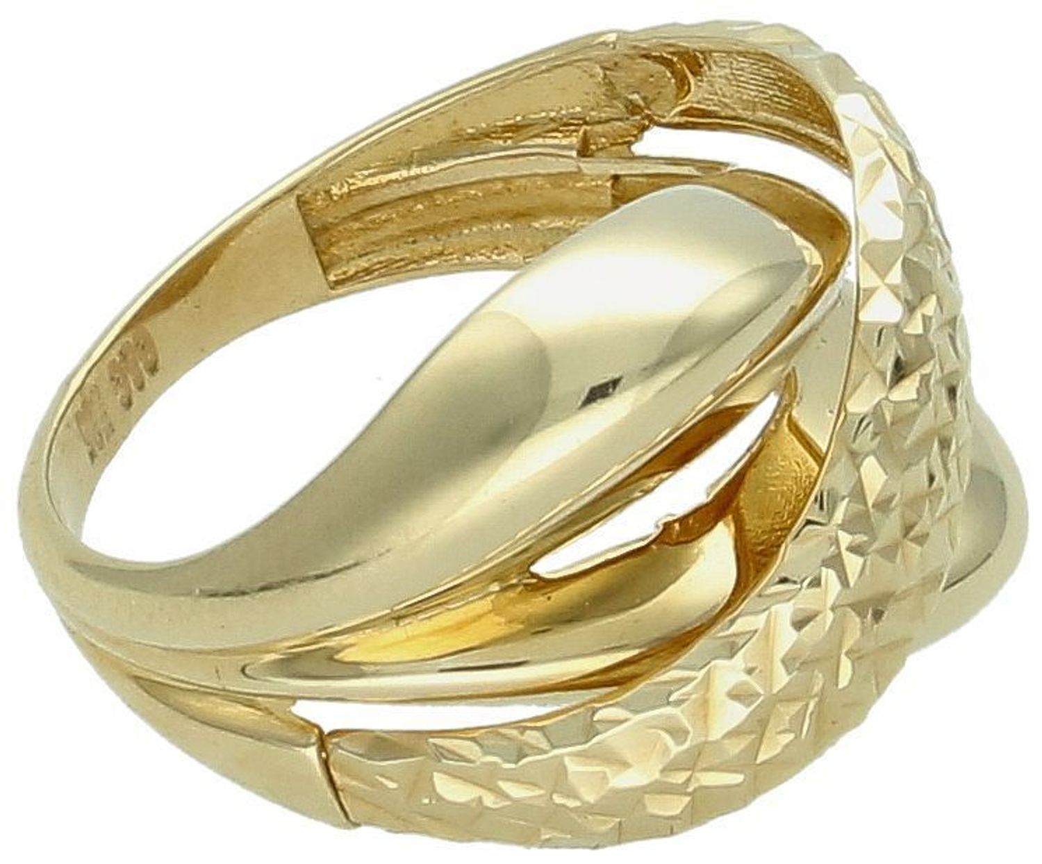 Złoty pierścionek gładki z grawerowanymi elementami próba 585 rozmiar 15, DIA-PRS-11076-585.  Złoty pierścionek gładki z grawerowanymi elementami to elegancka biżuteria, która łączy prostotę z 1.jpg