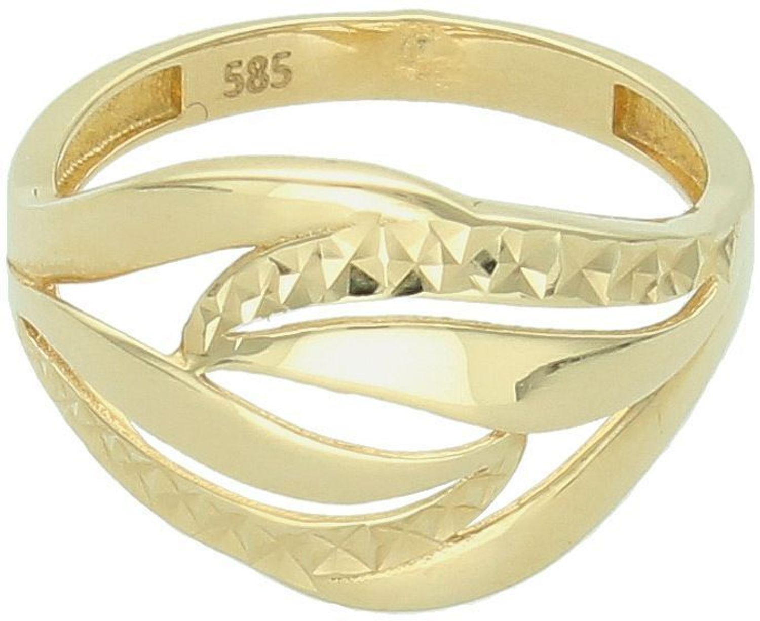 Pierścionek damski ze złota próby 585 DIA-PRS-11077-585 z ozdobnym wzorem. Rozmiar 17, waga 2,67 g, szerokość szyny 3 mm. Gwarancja i eleganckie pudełko w zestawie.1.jpg