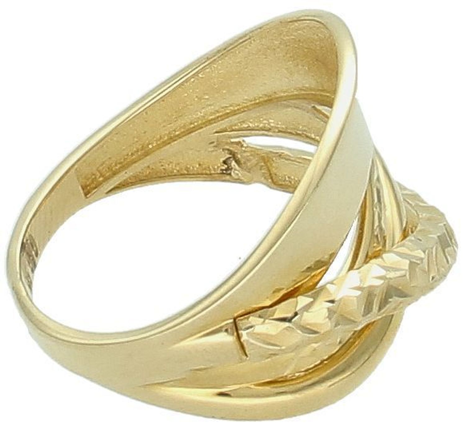 Złoty pierścionek gładki z grawerowanymi elementami próba 585 rozmiar 16, DIA-PRS-11079-58. Złoty pierścionek damski o nowoczesnej formie idealnie 3.jpg